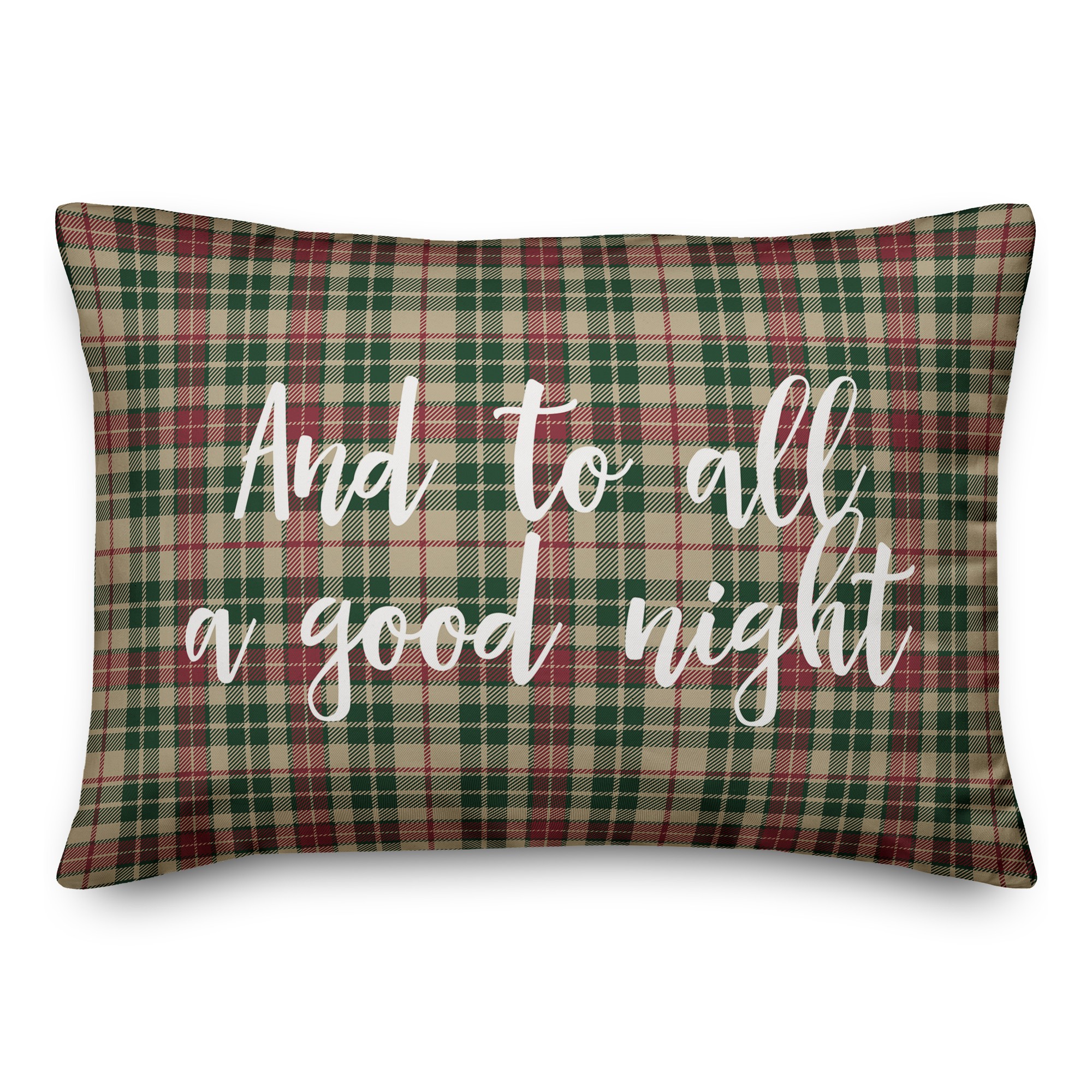 And To All A Good Night in Tartan Plaid 14x20 Spun Poly Pillow