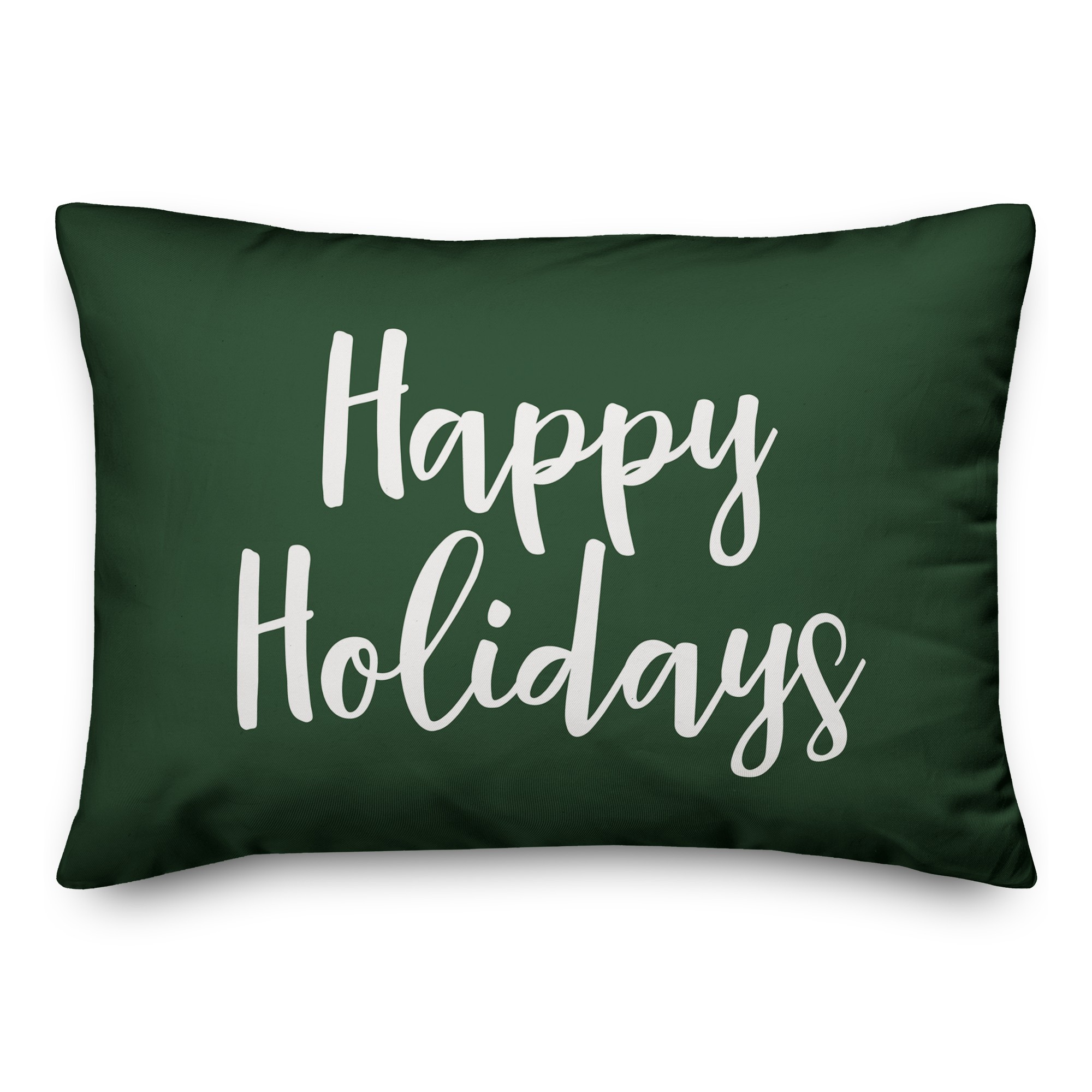 Happy Holidays in Dark Green 14x20 Spun Poly Pillow