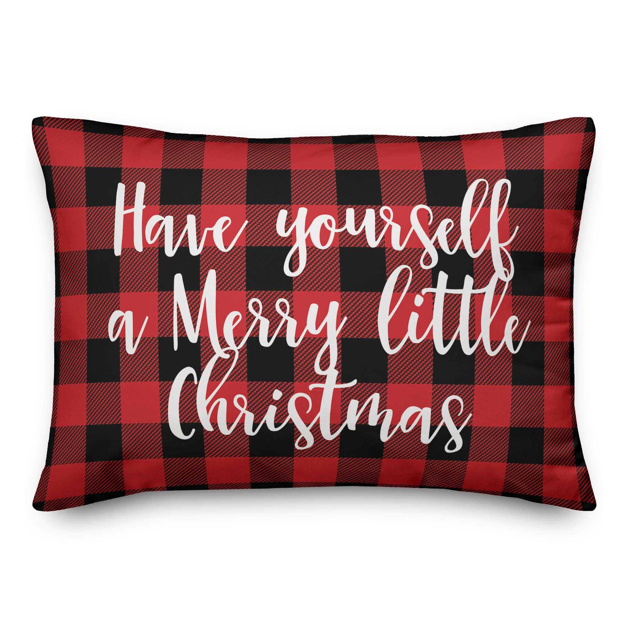 Have Yourself A Merry Little Christmas in Buffalo Check Plaid 14x20 Spun Poly Pillow