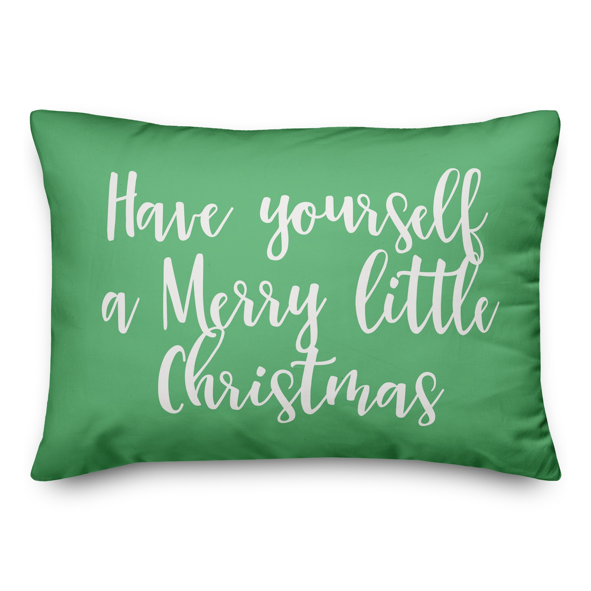 Have Yourself A Merry Little Christmas in Light Green 14x20 Spun Poly Pillow