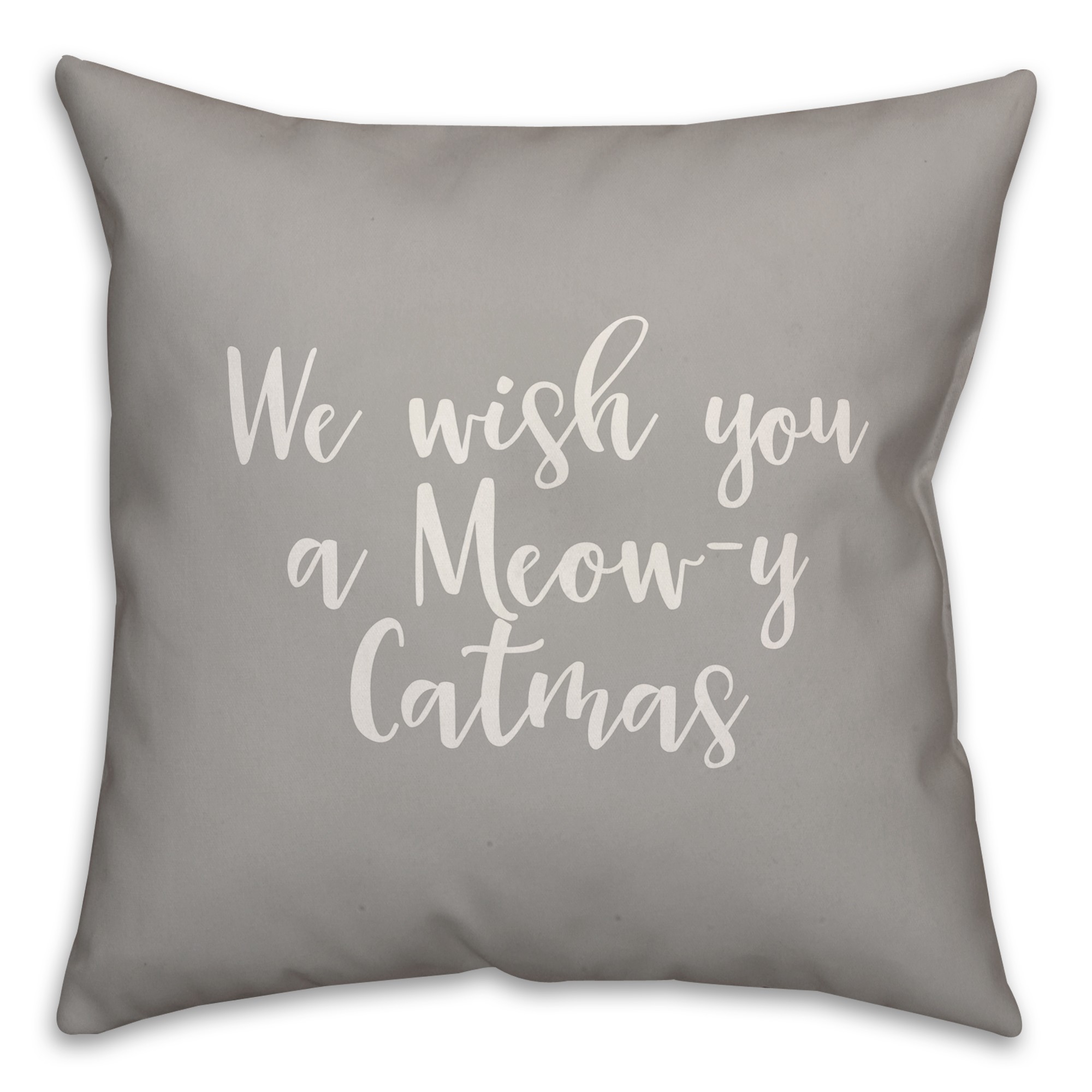 We Wish You A Meowy Catmas in Gray 18x18 Spun Poly Pillow