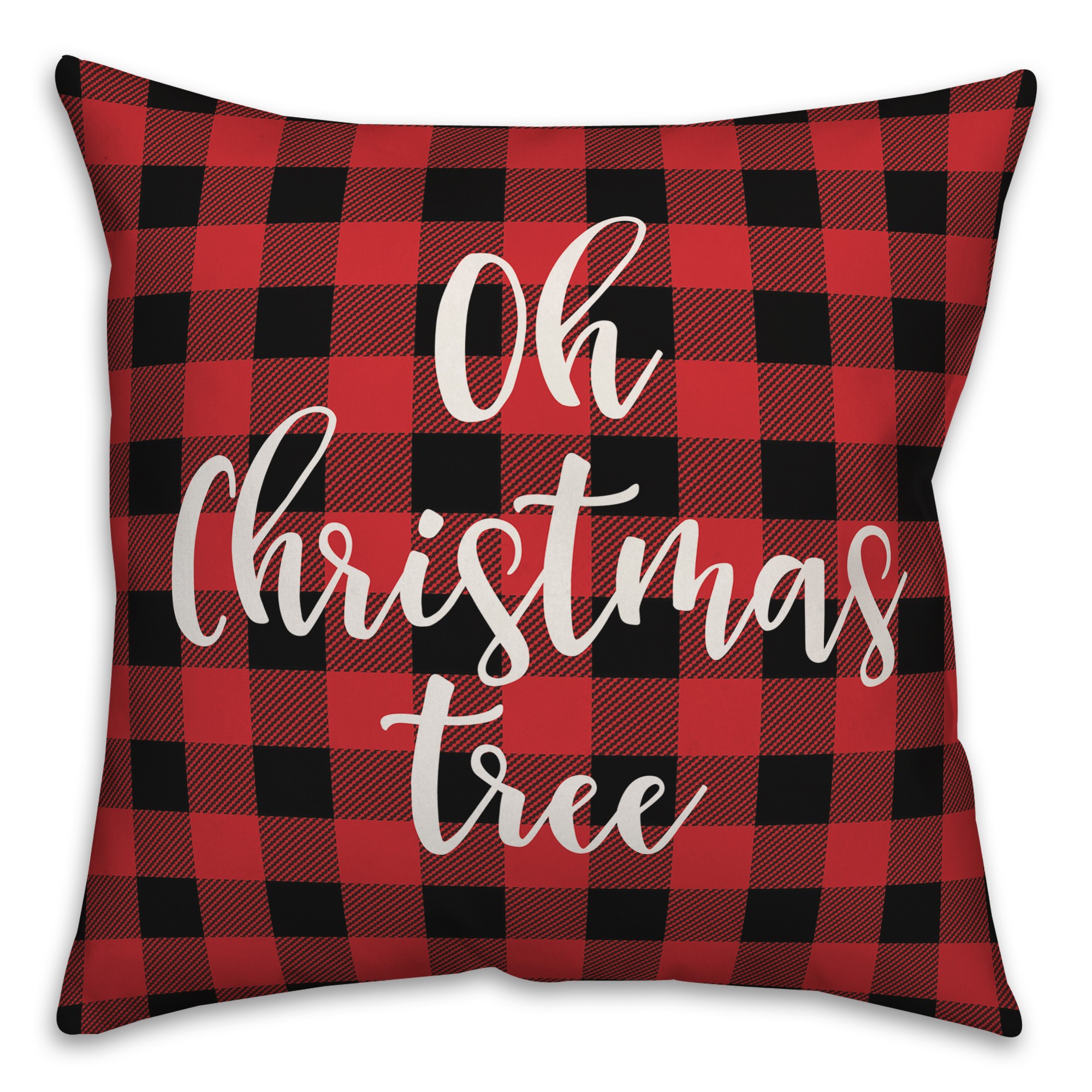 Oh Christmas Tree in Buffalo Check Plaid 18x18 Spun Poly Pillow