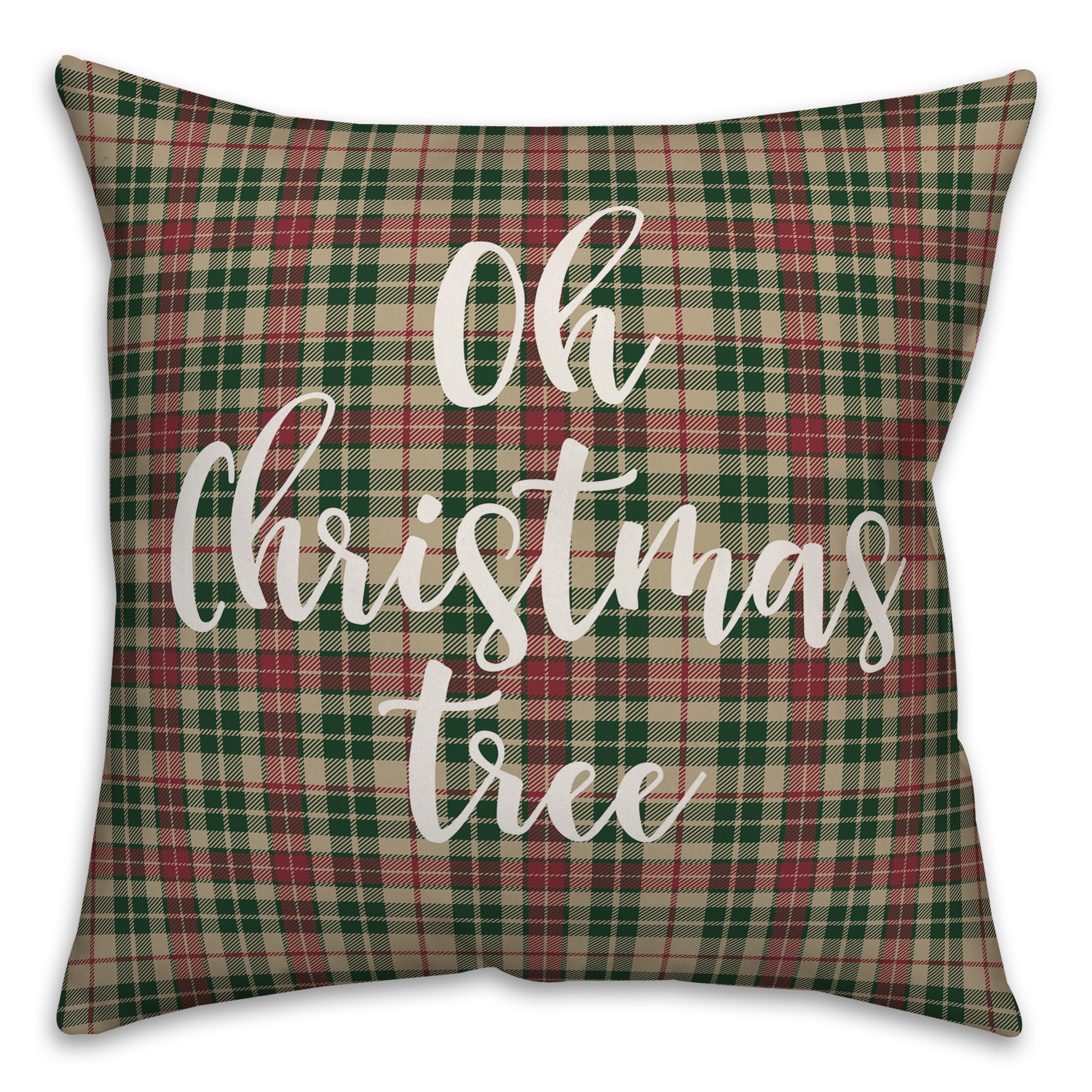 Oh Christmas Tree in Tartan Plaid 18x18 Spun Poly Pillow