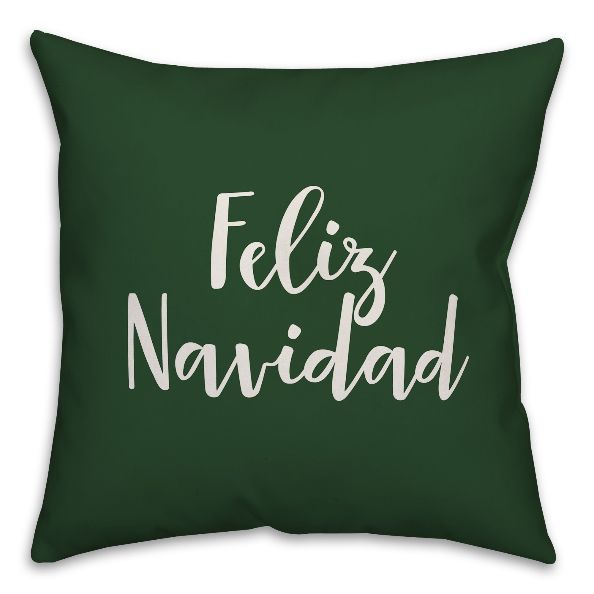 Feliz Navidad in Dark Green 18x18 Spun Poly Pillow
