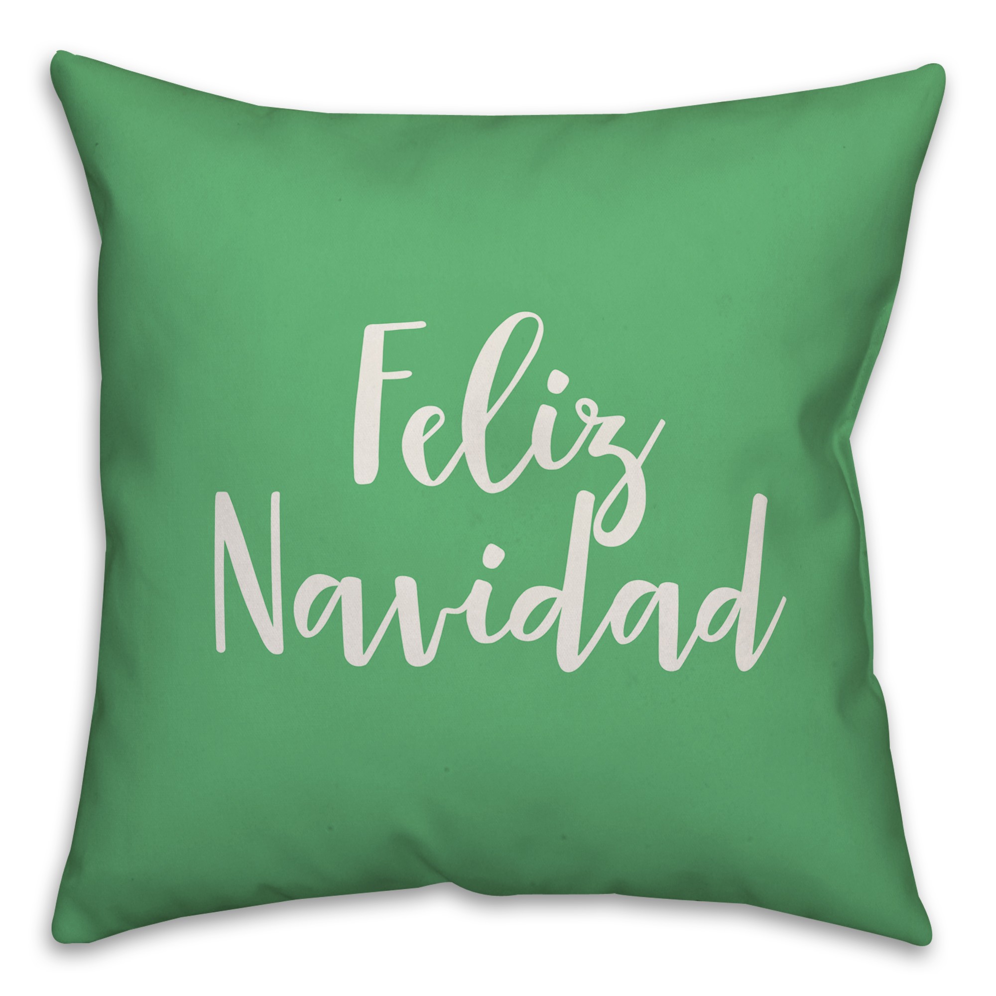 Feliz Navidad in Light Green 18x18 Spun Poly Pillow