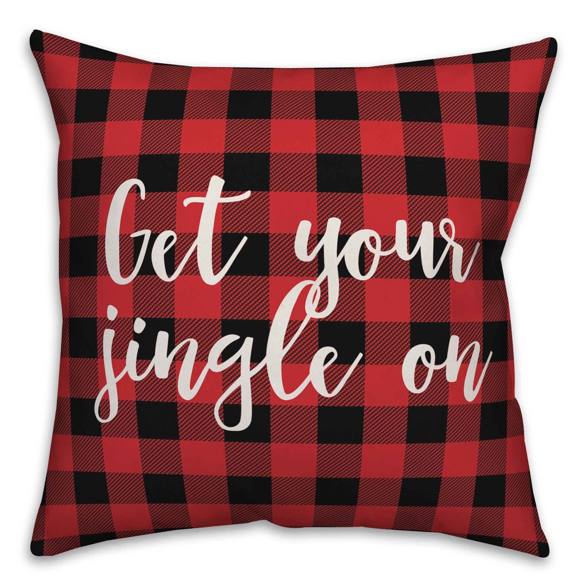 Get Your Jingle On in Buffalo Check Plaid 18x18 Spun Poly Pillow