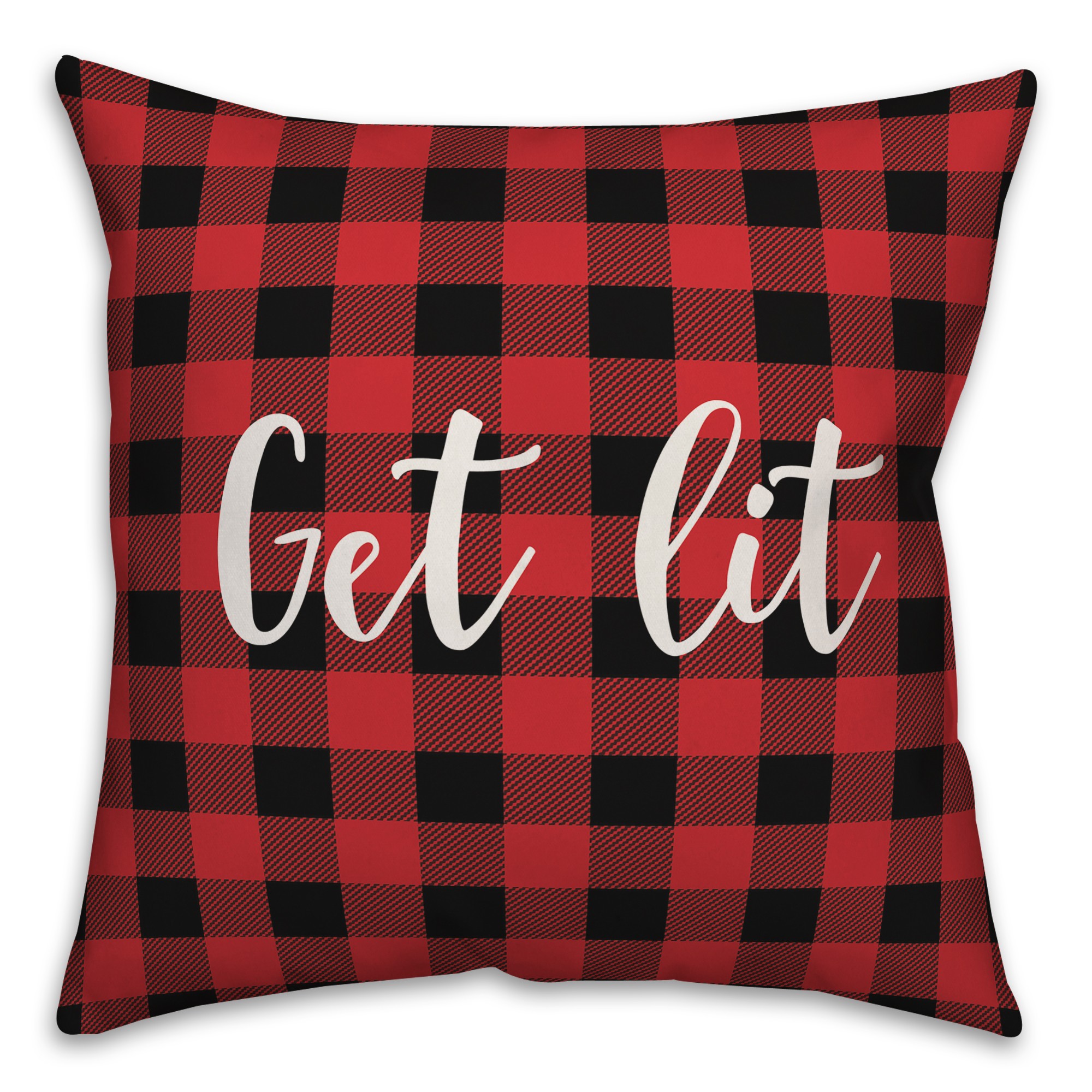 Get Lit in Buffalo Check Plaid 18x18 Spun Poly Pillow