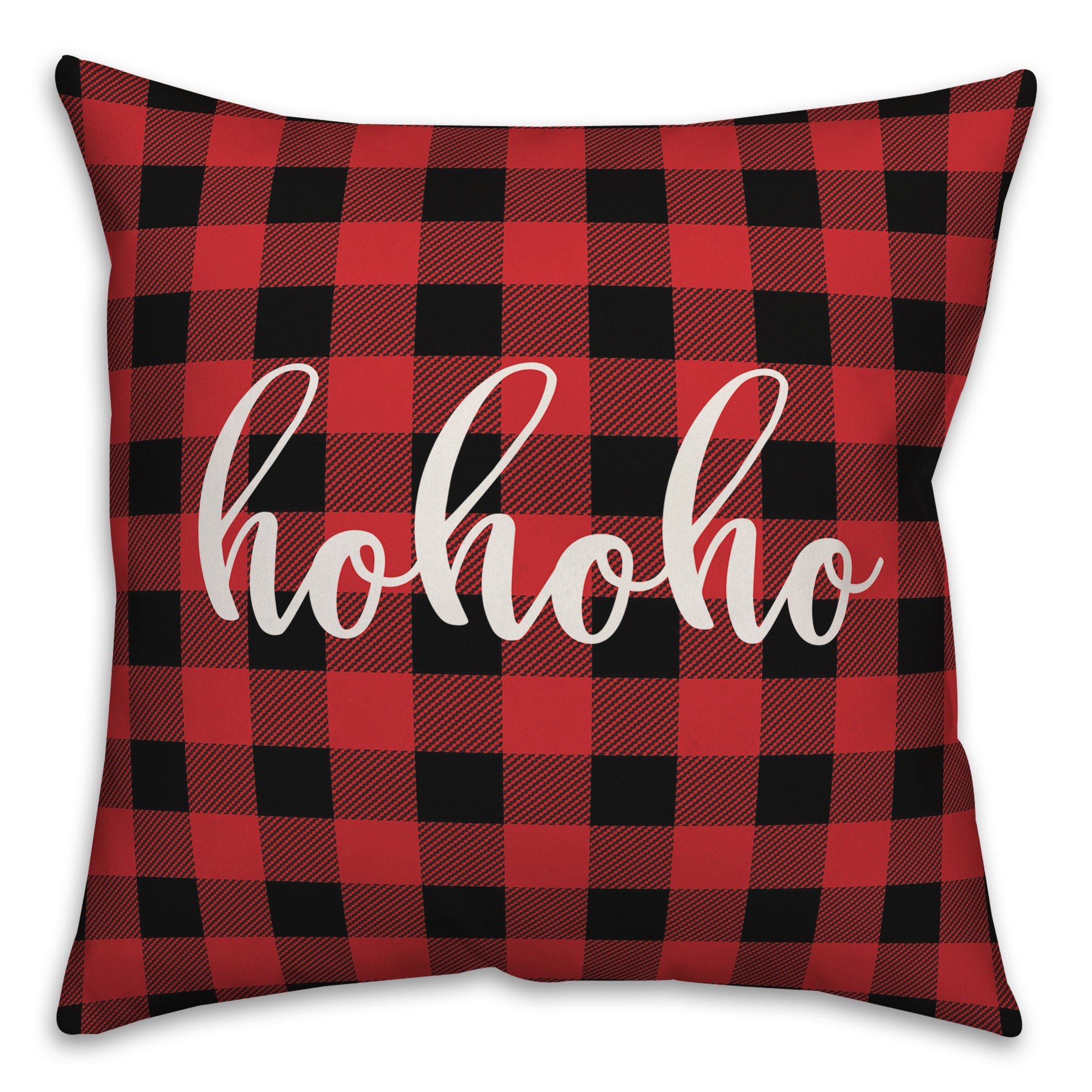 Hohoho in Buffalo Check Plaid 18x18 Spun Poly Pillow