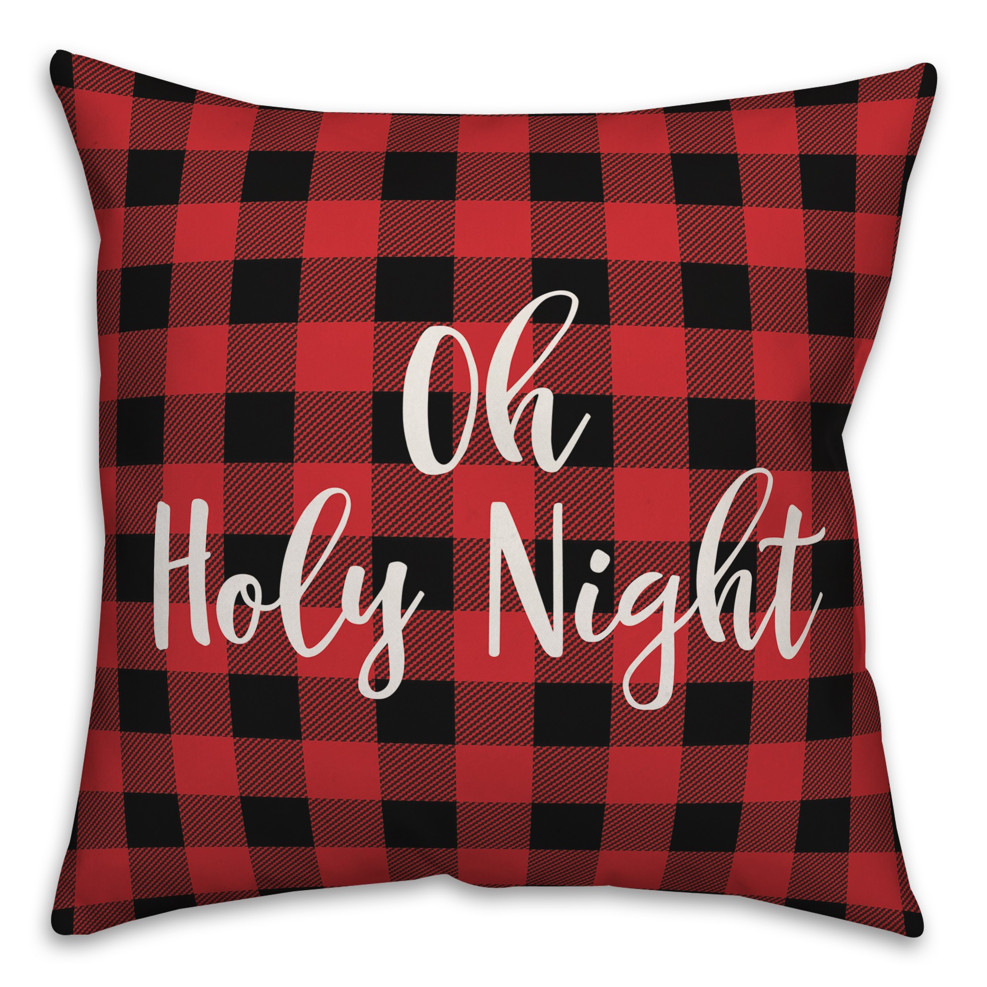 I'll Be Hohohome For Christmas in Buffalo Check Plaid 18x18 Spun Poly Pillow