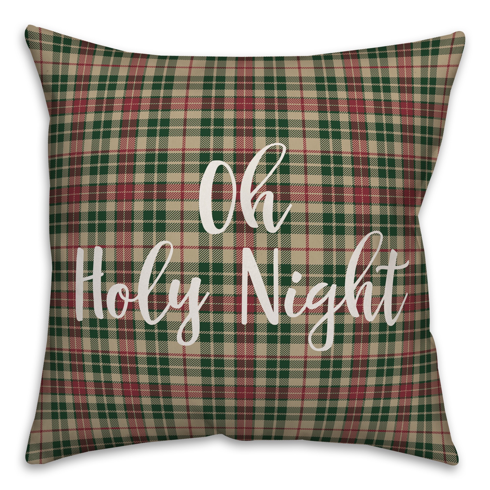 Oh Holy Night in Tartan Plaid 18x18 Spun Poly Pillow