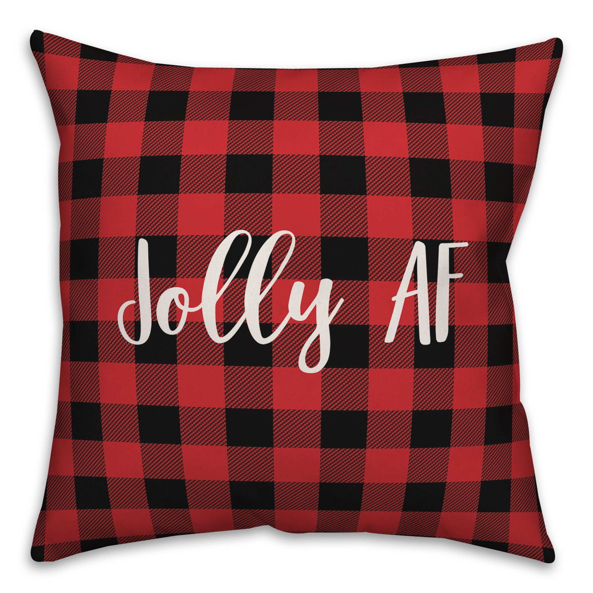 Jolly AF in Buffalo Check Plaid 18x18 Spun Poly Pillow