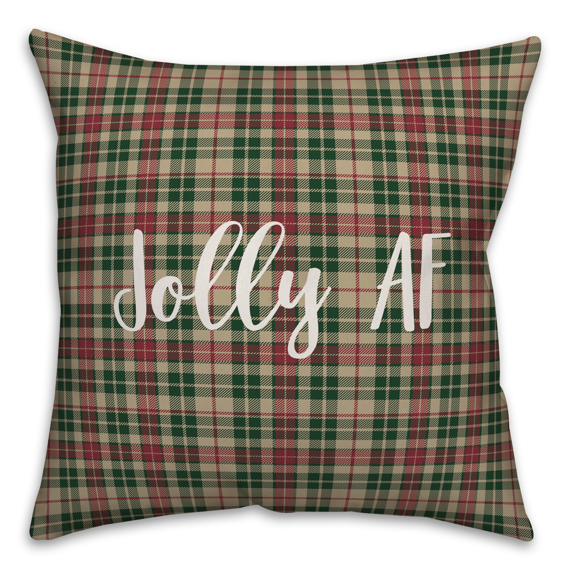 Jolly AF in Tartan Plaid 18x18 Spun Poly Pillow