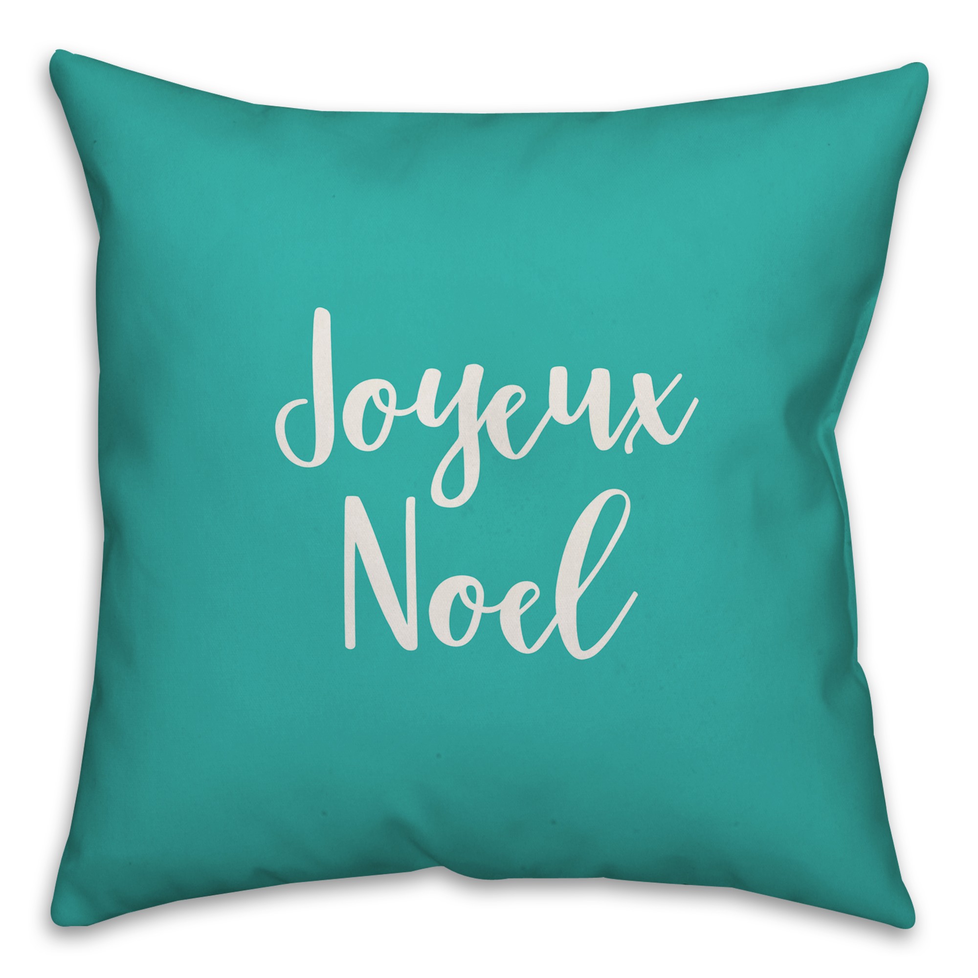 Joyeux Noel in Teal 18x18 Spun Poly Pillow