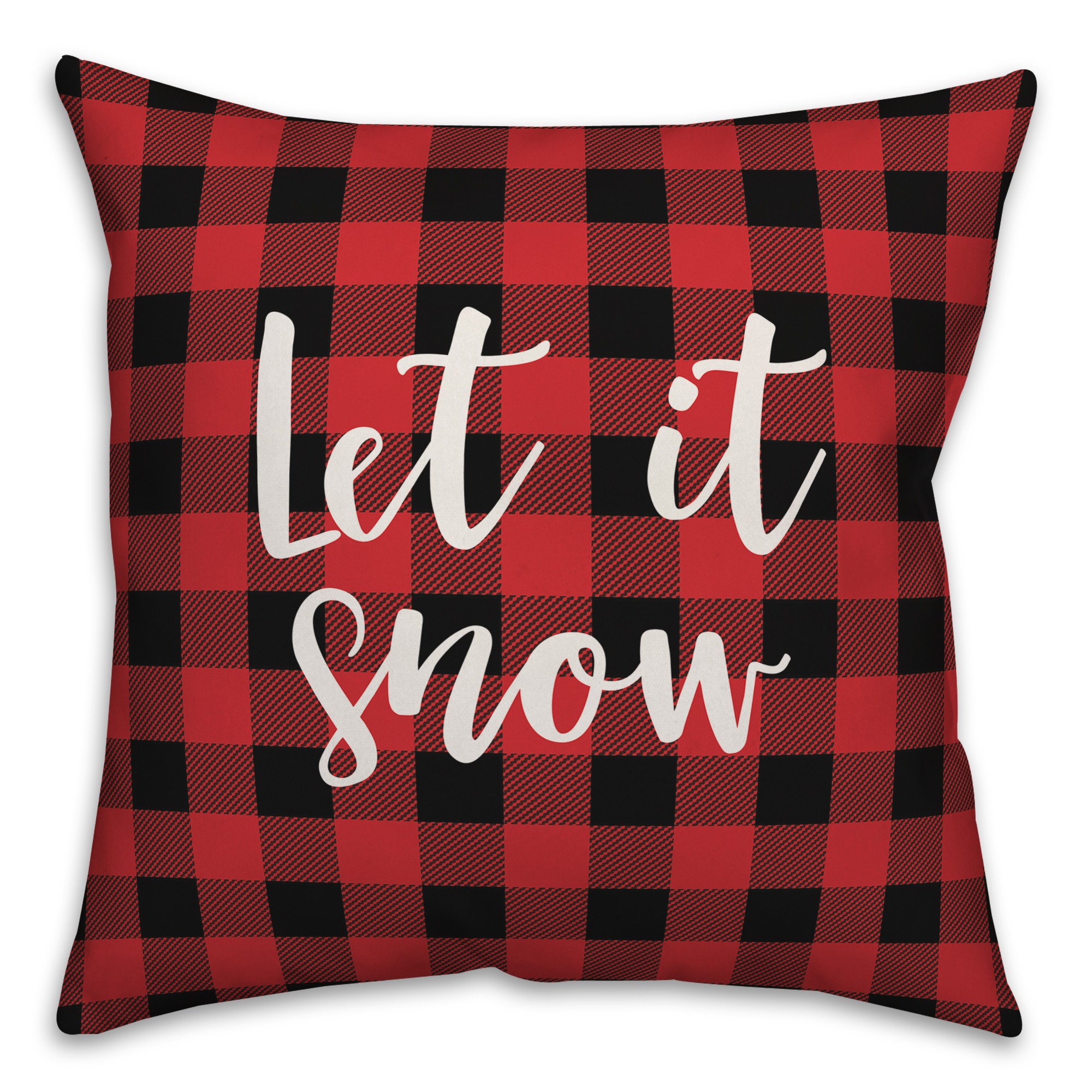 Let It Snow in Buffalo Check Plaid 18x18 Spun Poly Pillow