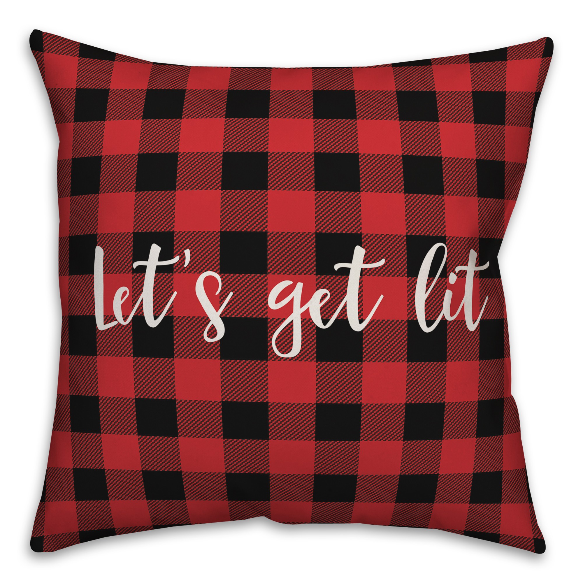 Let's Get Lit in Buffalo Check Plaid 18x18 Spun Poly Pillow