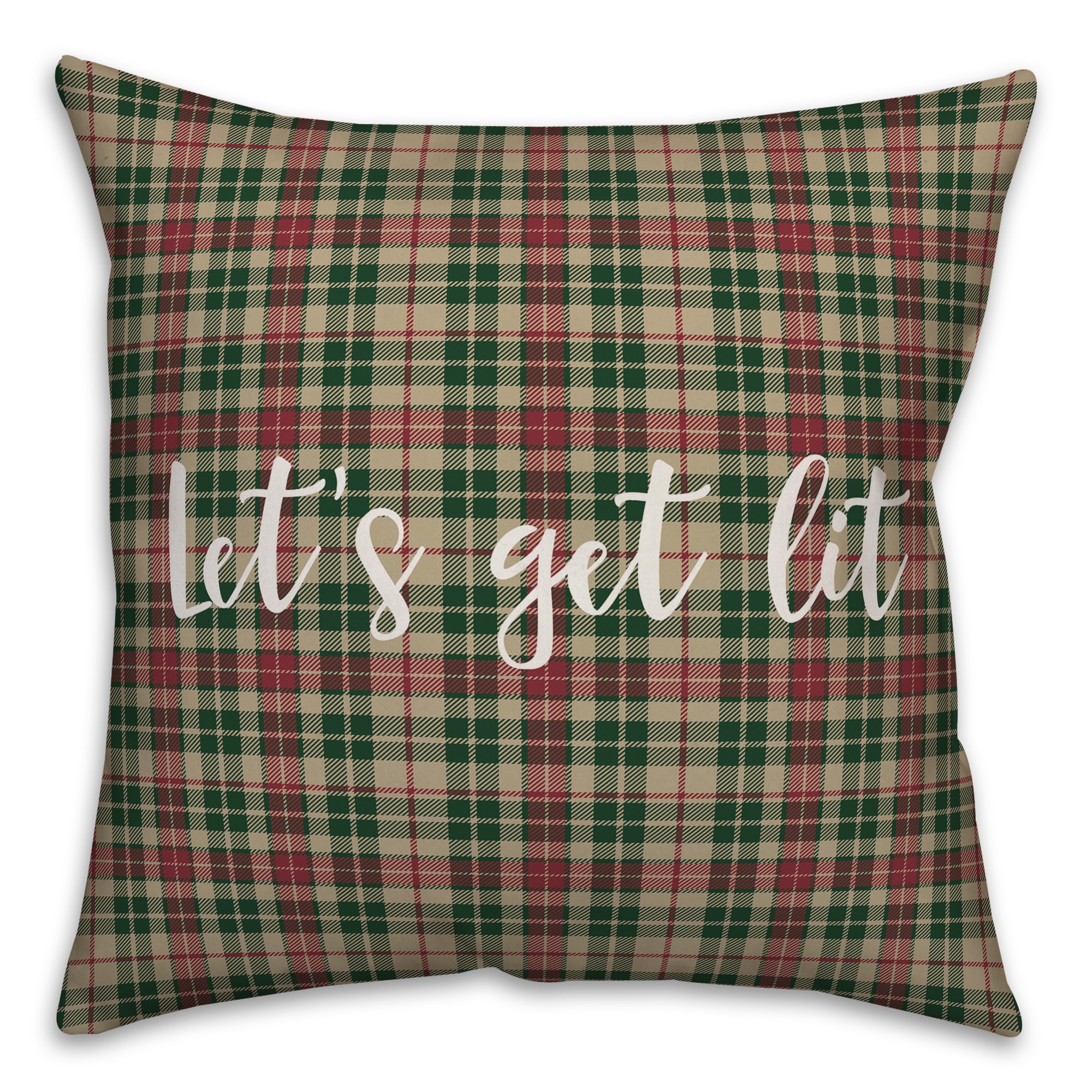 Let's Get Lit in Tartan Plaid 18x18 Spun Poly Pillow