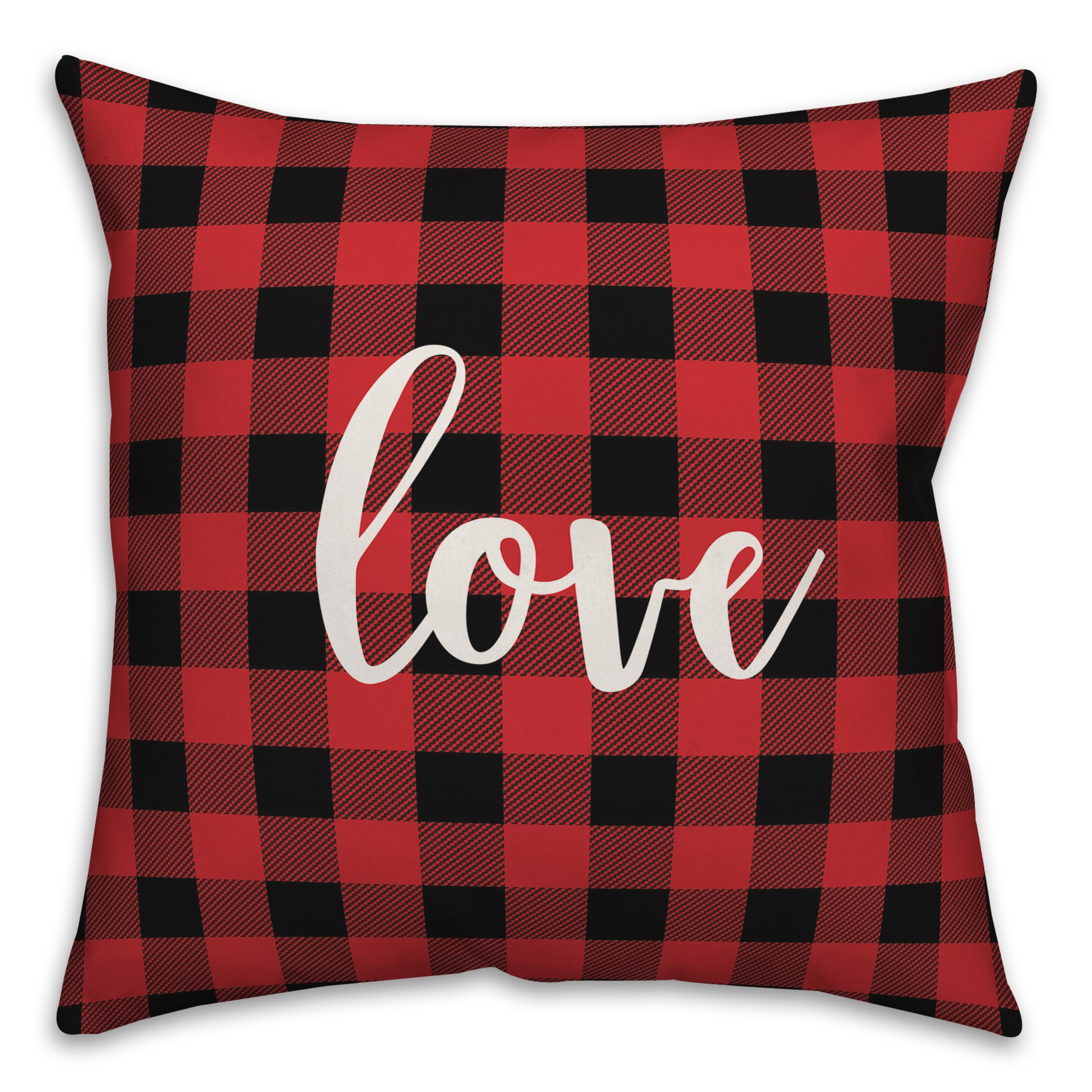 Love in Buffalo Check Plaid 18x18 Spun Poly Pillow