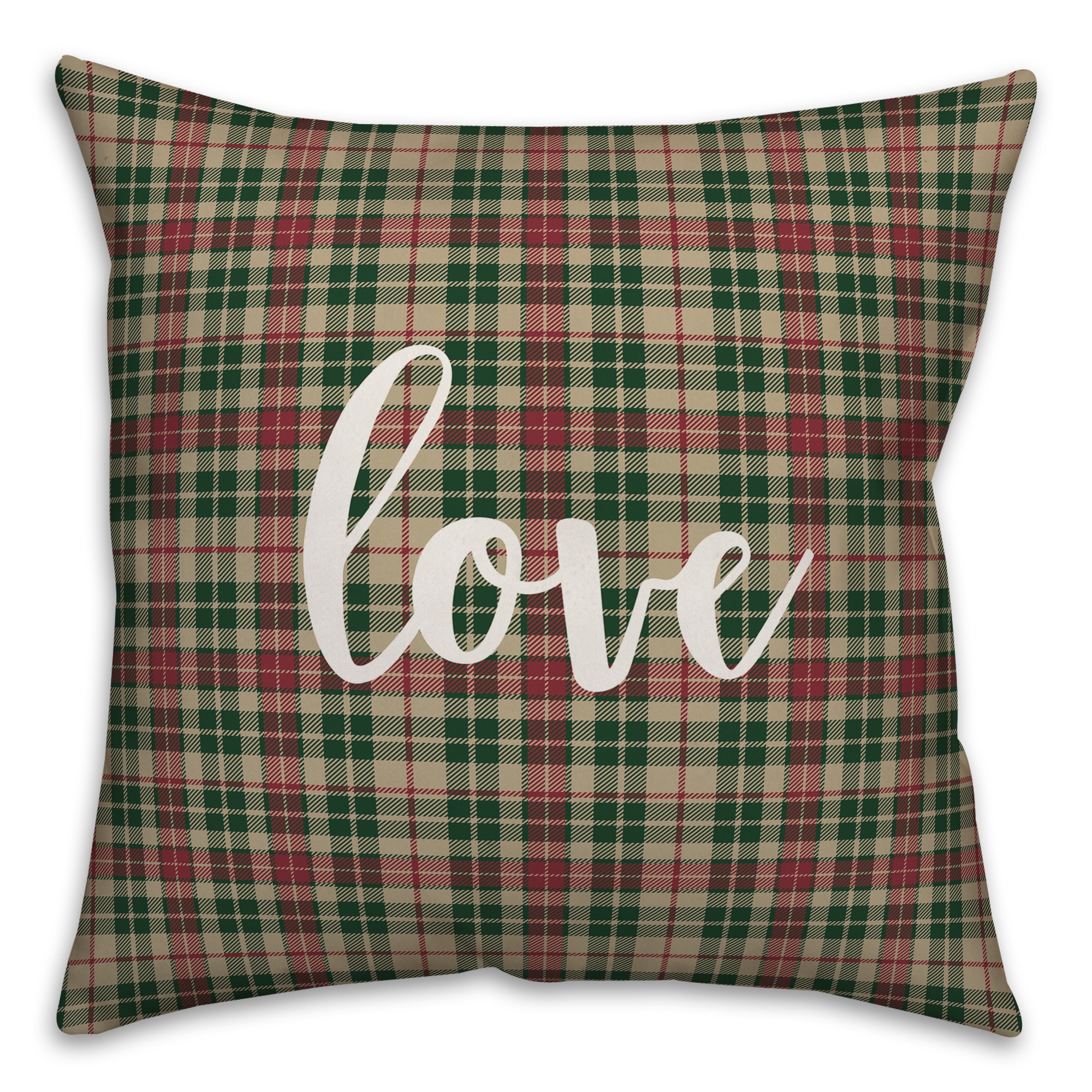 Love in Tartan Plaid 18x18 Spun Poly Pillow