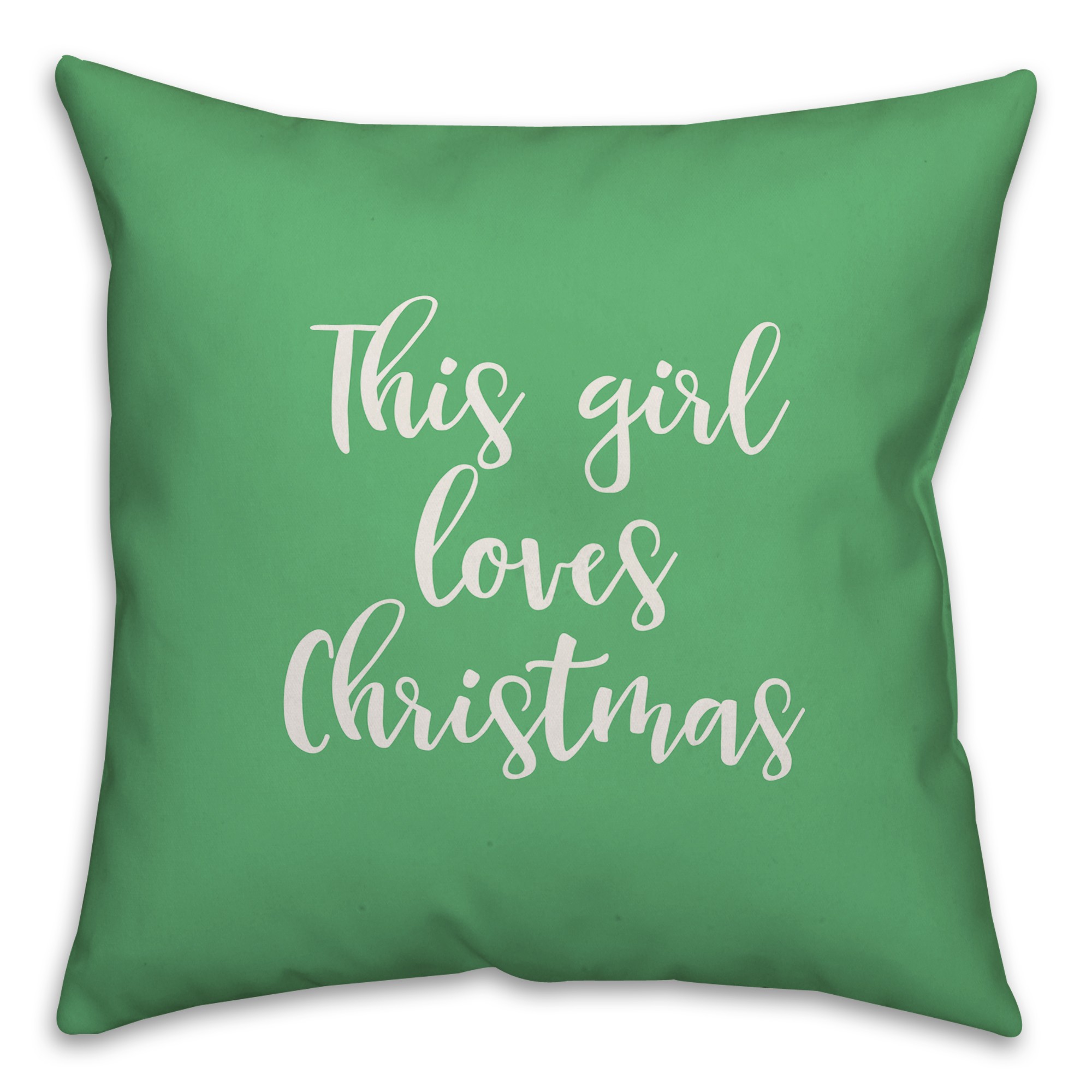 This Girl Loves Christmas in Light Green 18x18 Spun Poly Pillow