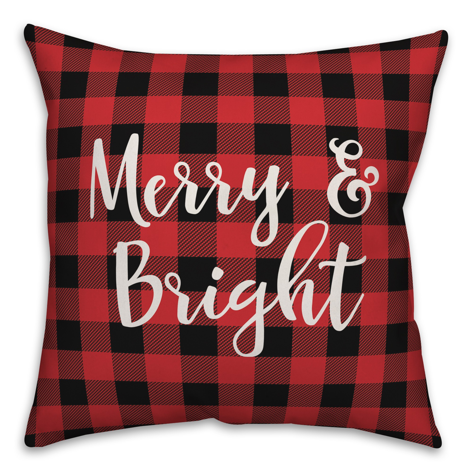 Merry & Bright in Buffalo Check Plaid 18x18 Spun Poly Pillow