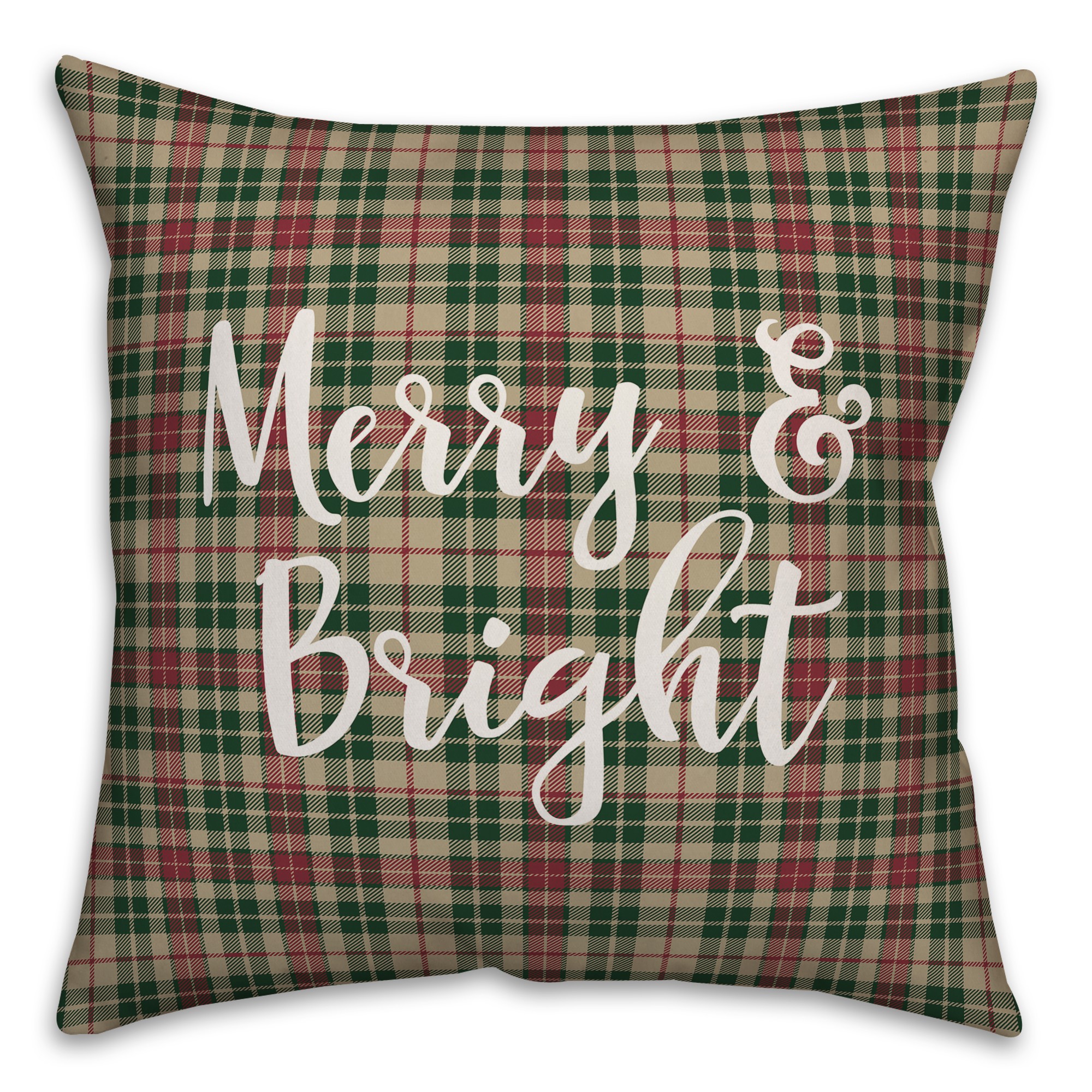 Merry & Bright in Tartan Plaid 18x18 Spun Poly Pillow