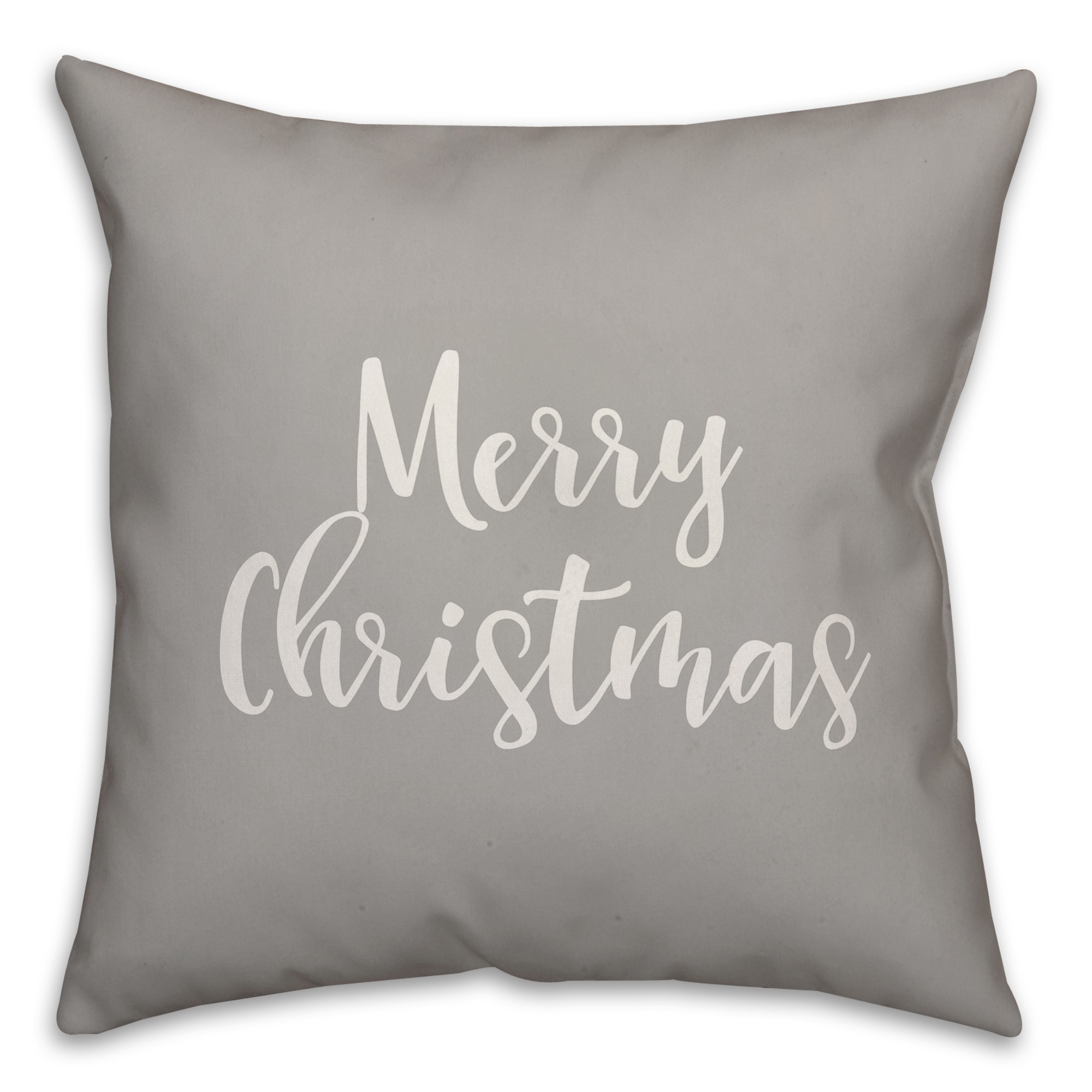 Merry Christmas in Gray 18x18 Spun Poly Pillow