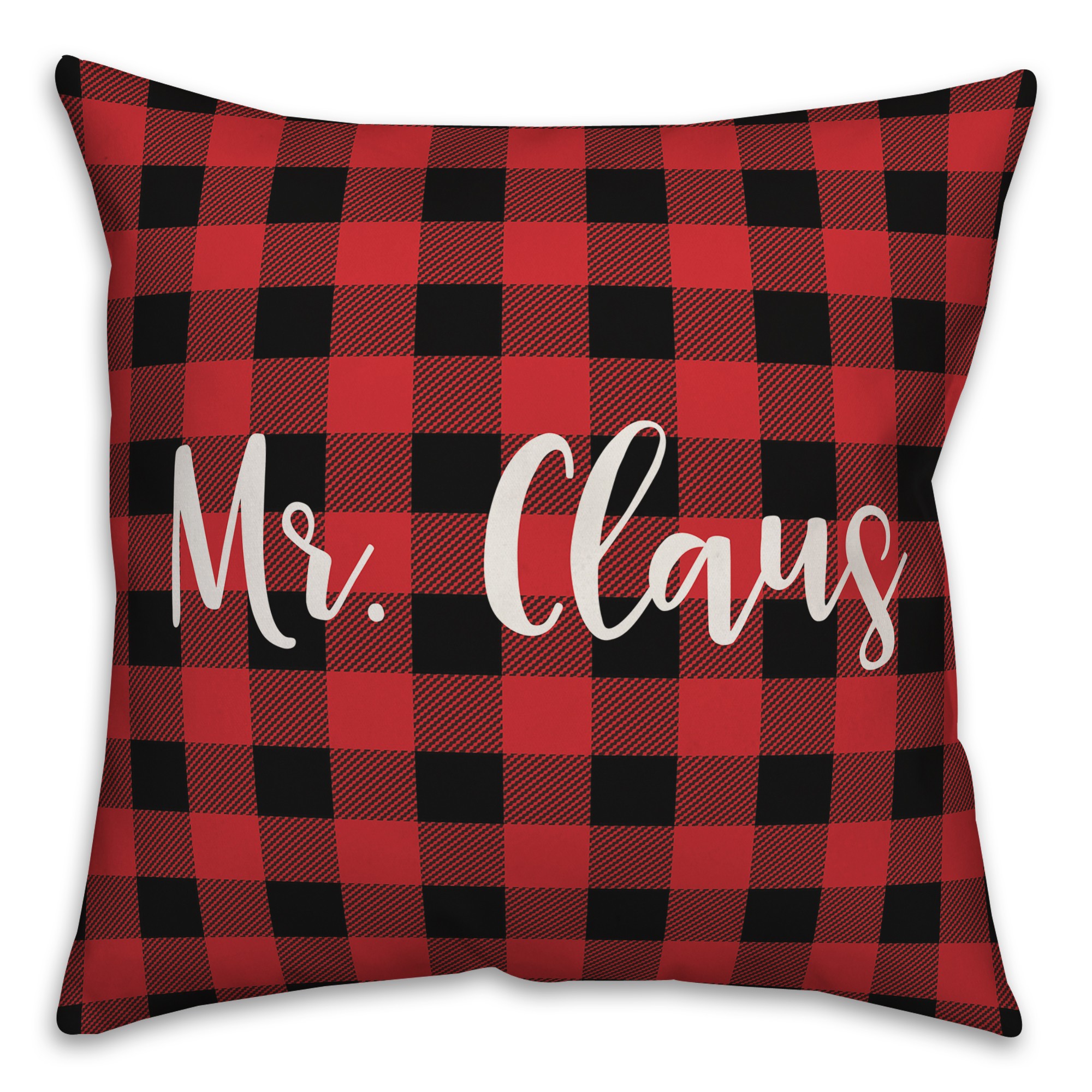 Mr. Claus in Buffalo Check Plaid 18x18 Spun Poly Pillow