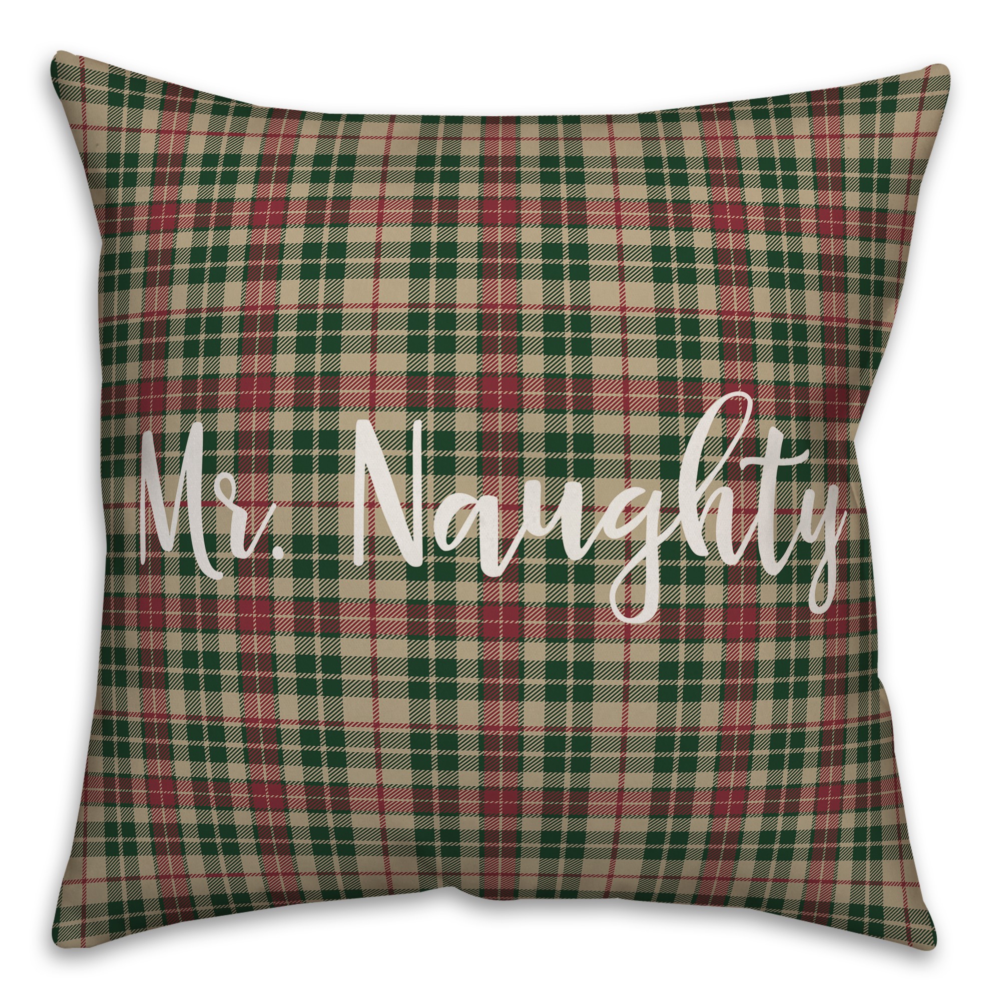 Mr. Naughty in Tartan Plaid 18x18 Spun Poly Pillow