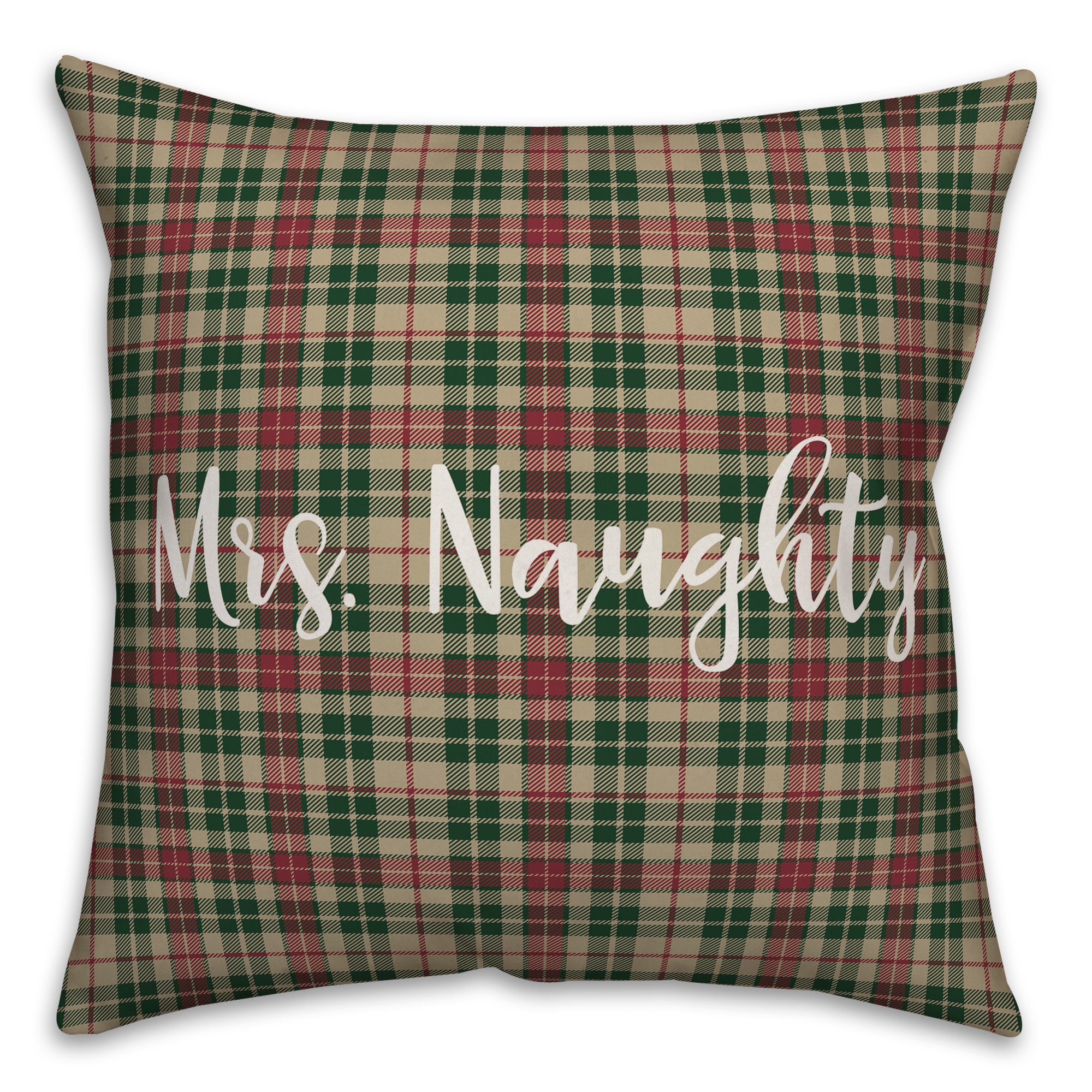 Mrs. Naughty in Tartan Plaid 18x18 Spun Poly Pillow