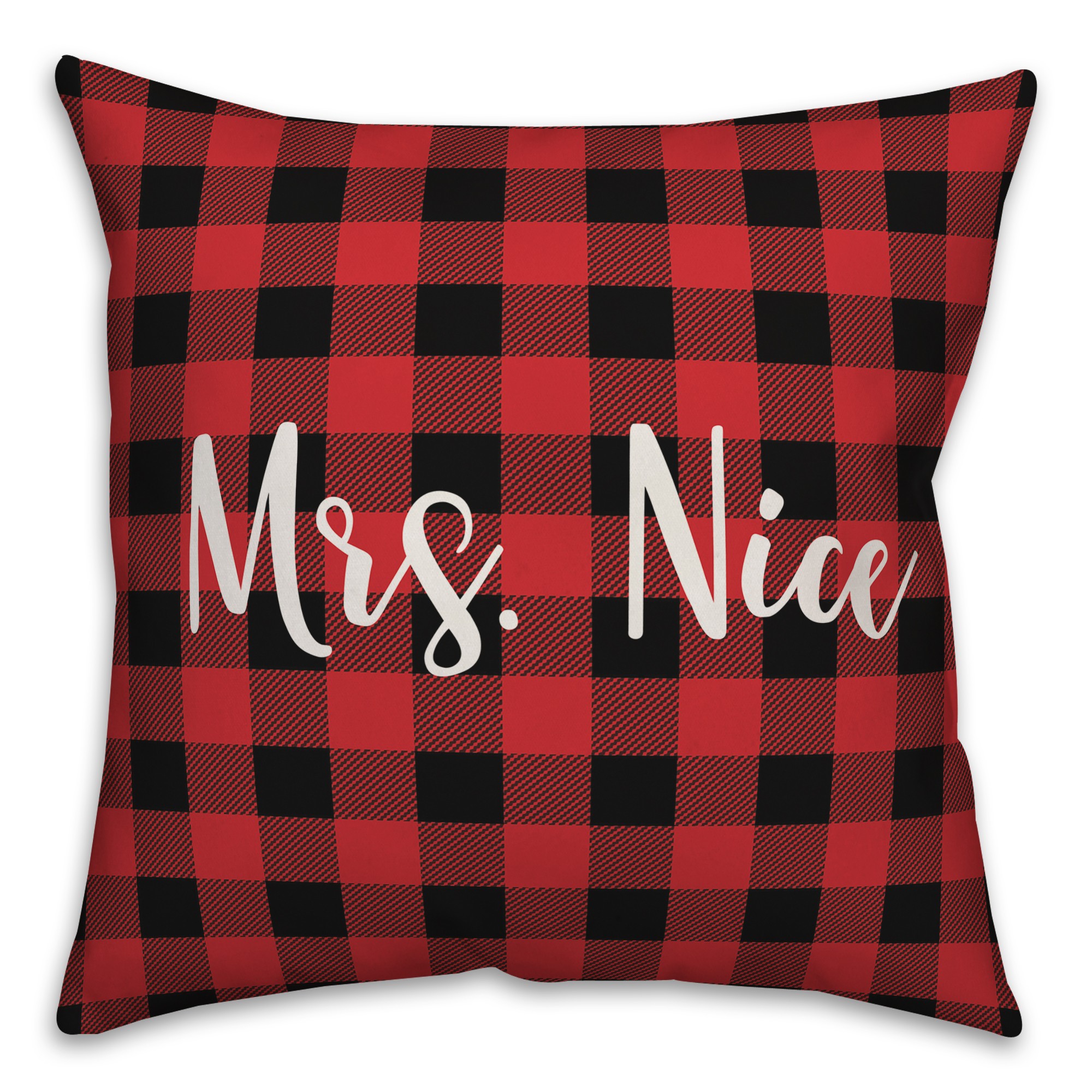 Mrs. Nice in Buffalo Check Plaid 18x18 Spun Poly Pillow