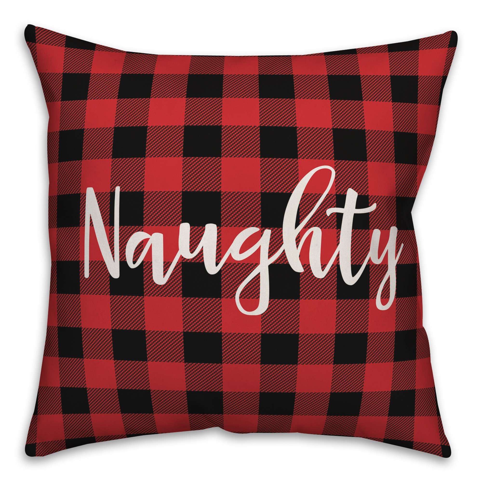 Naughty in Buffalo Check Plaid 18x18 Spun Poly Pillow