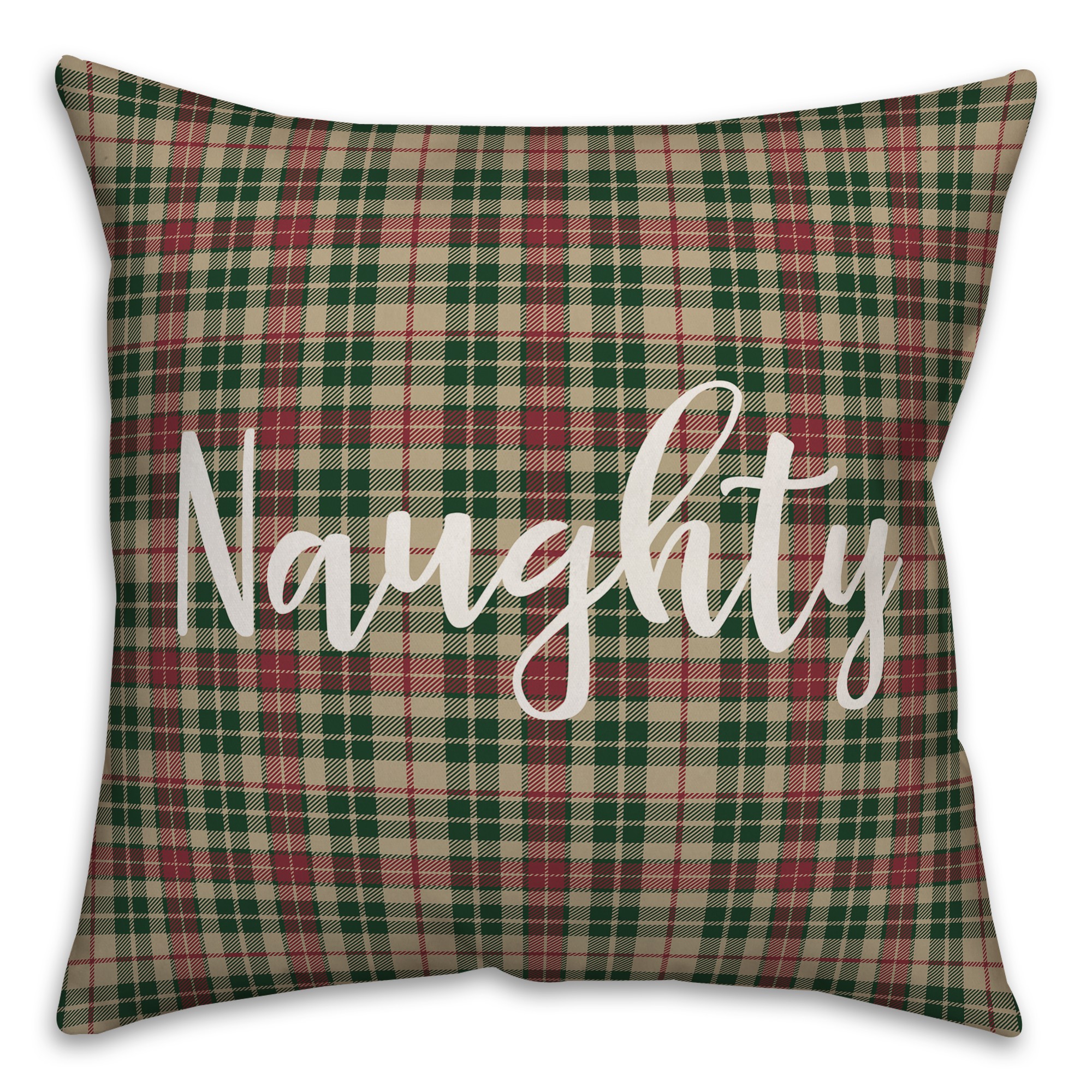 Naughty in Tartan Plaid 18x18 Spun Poly Pillow