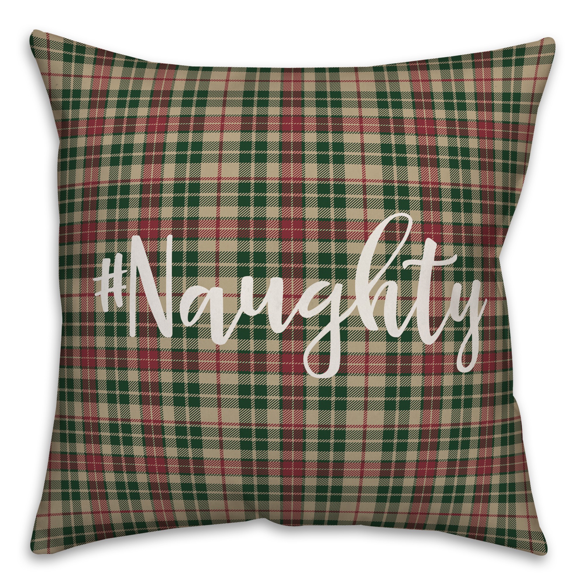 #Naughty in Tartan Plaid 18x18 Spun Poly Pillow