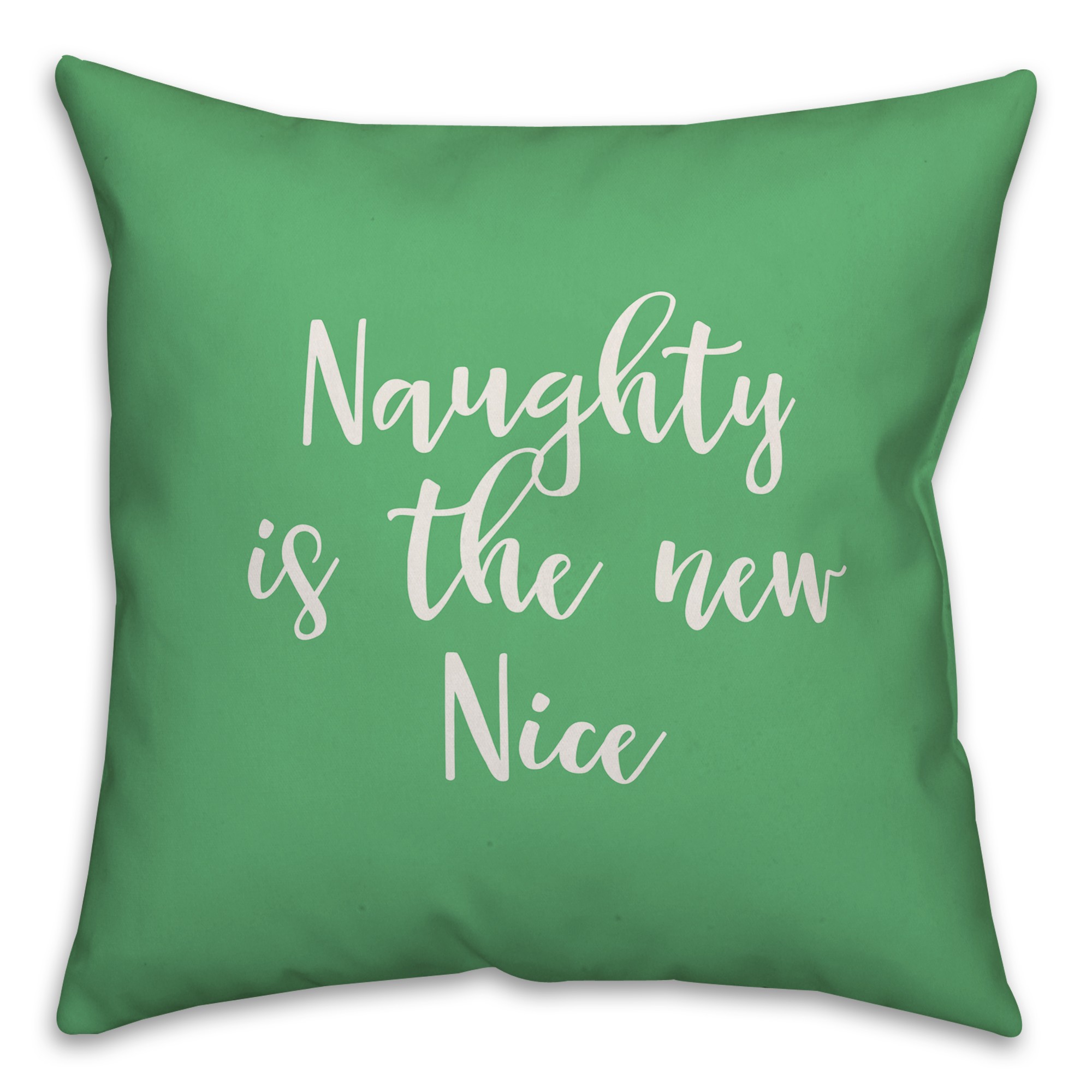 Naughty Is The New Nice in Light Green 18x18 Spun Poly Pillow