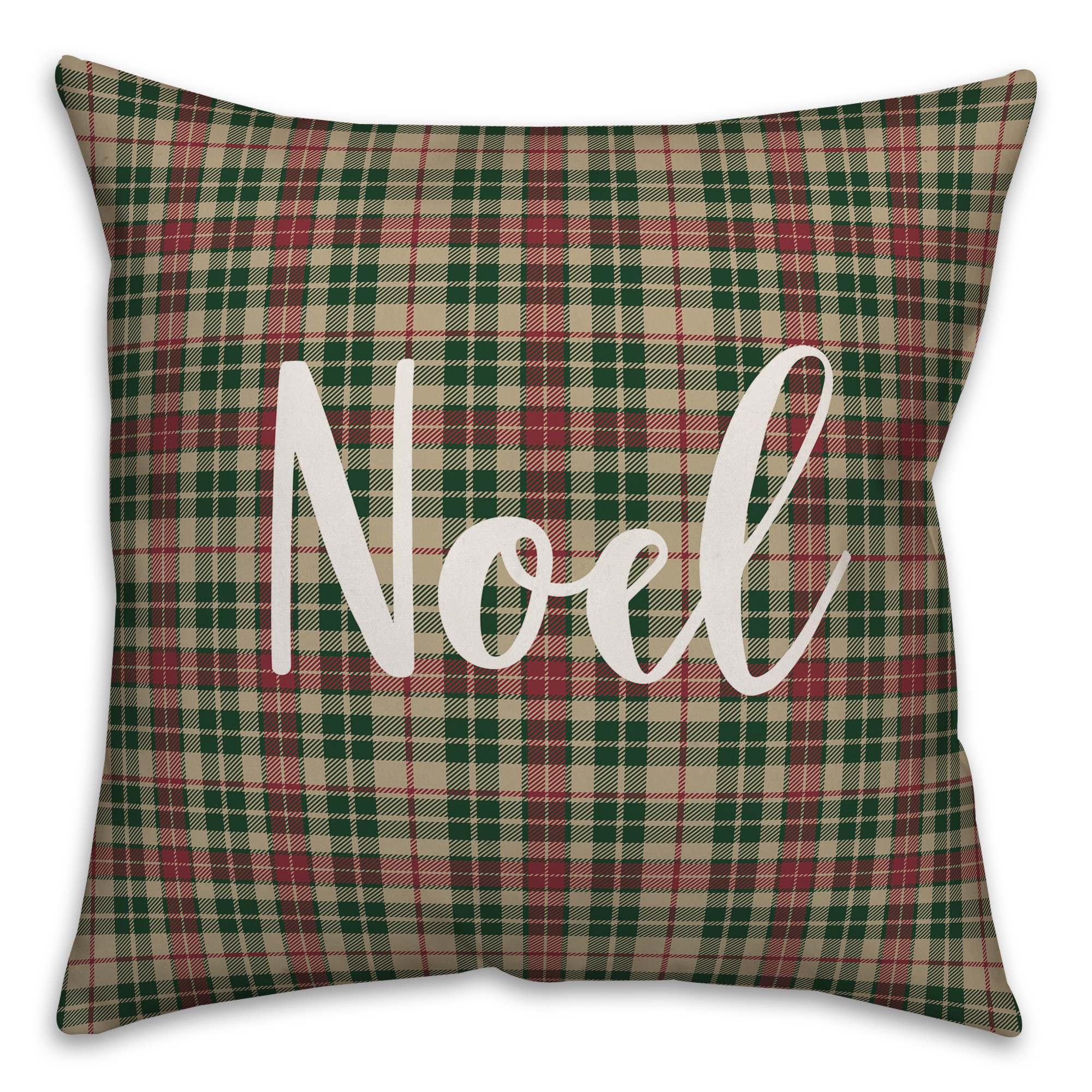 Noel in Tartan Plaid 18x18 Spun Poly Pillow