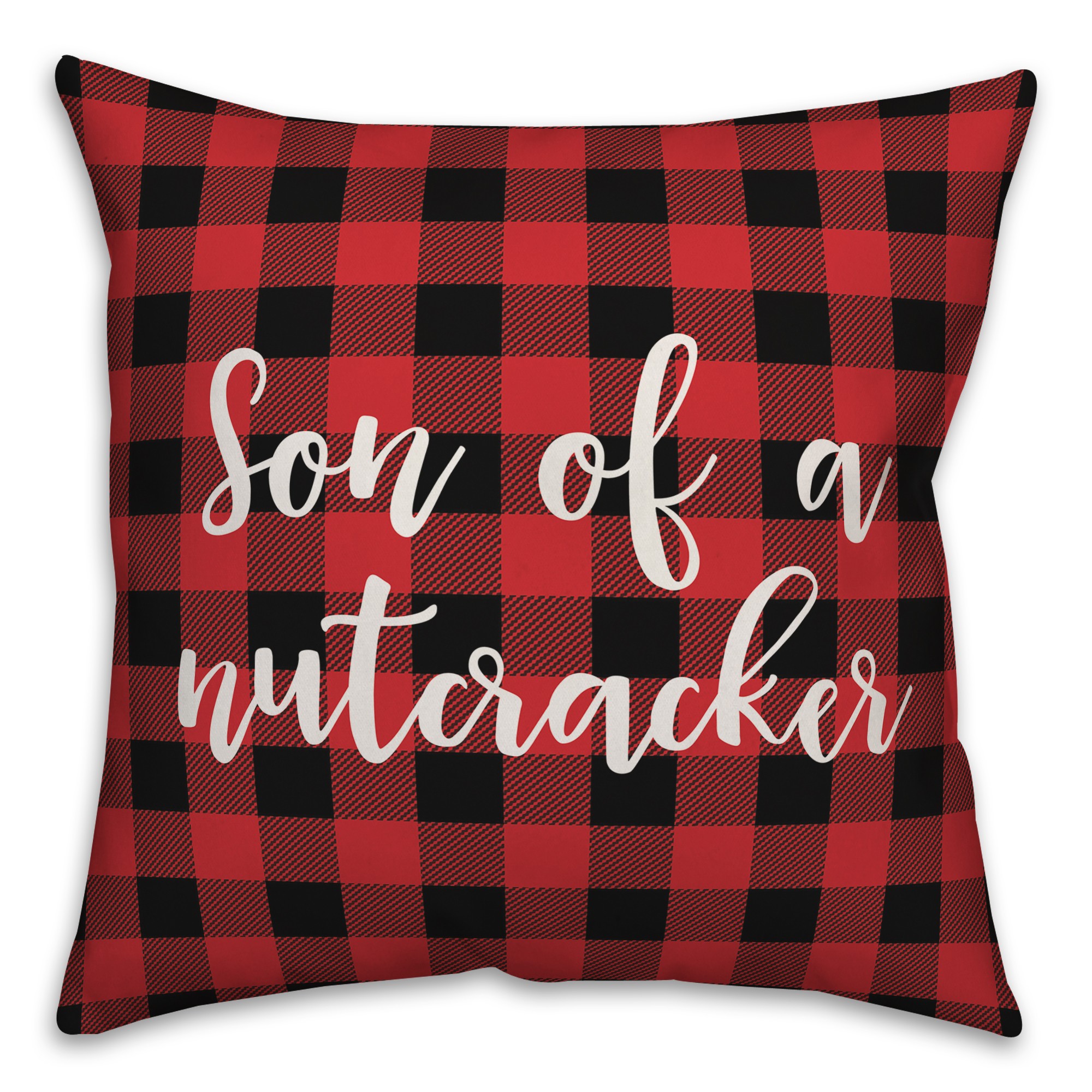 Sun Of A Nutcracker in Buffalo Check Plaid 18x18 Spun Poly Pillow