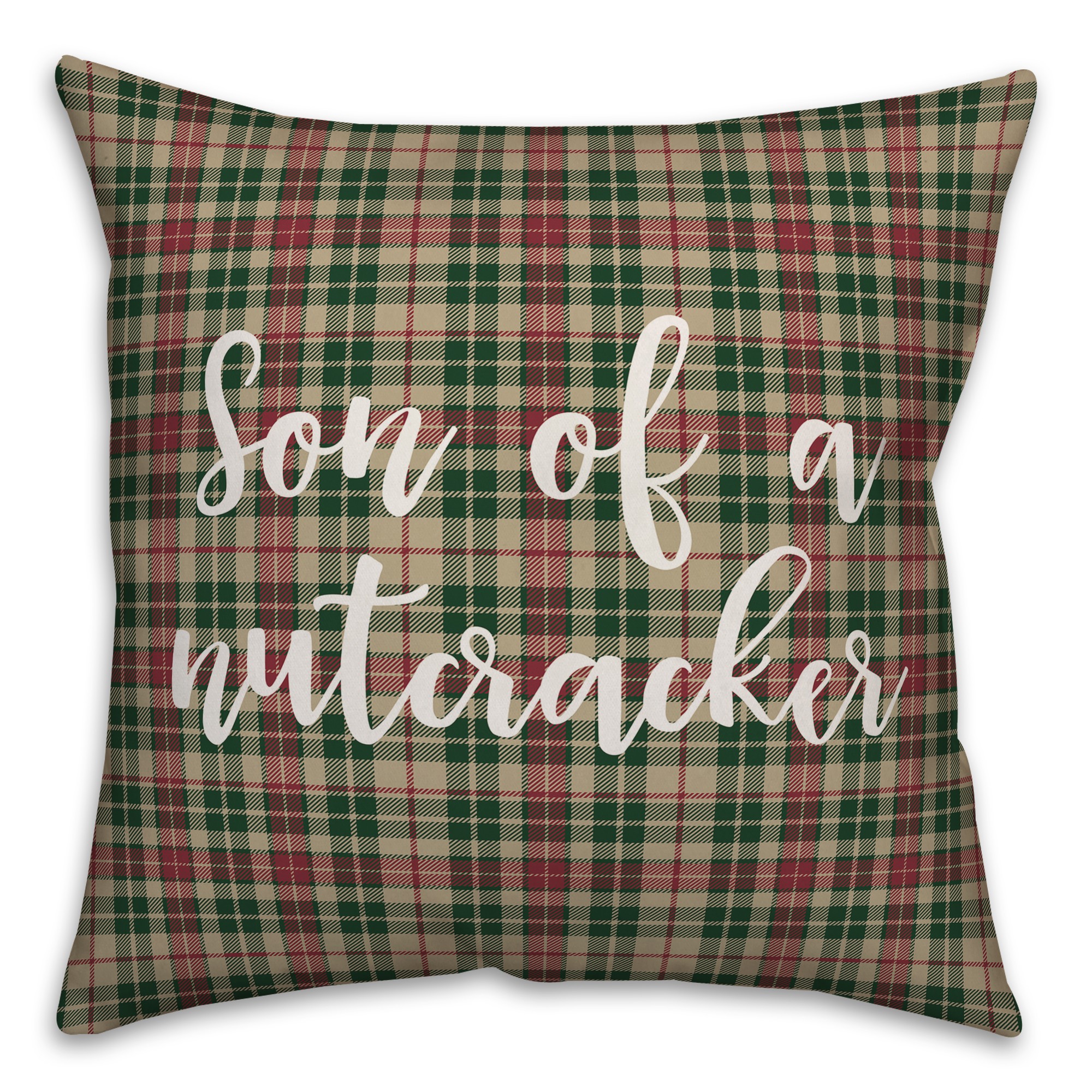 Sun Of A Nutcracker in Tartan Plaid 18x18 Spun Poly Pillow