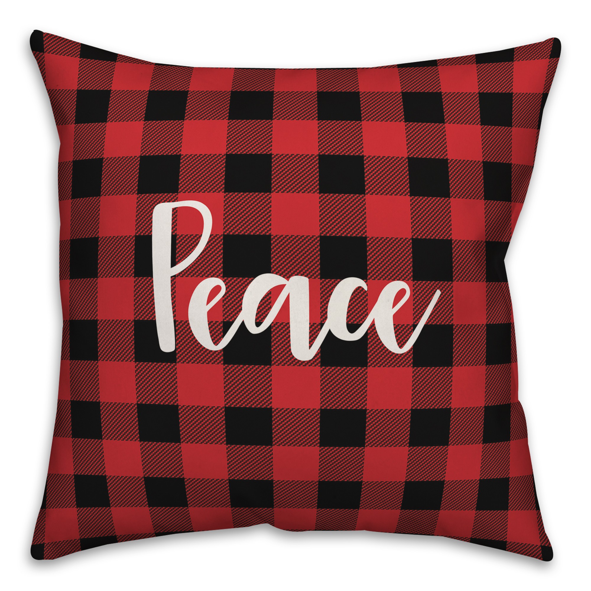 Peace in Buffalo Check Plaid 18x18 Spun Poly Pillow