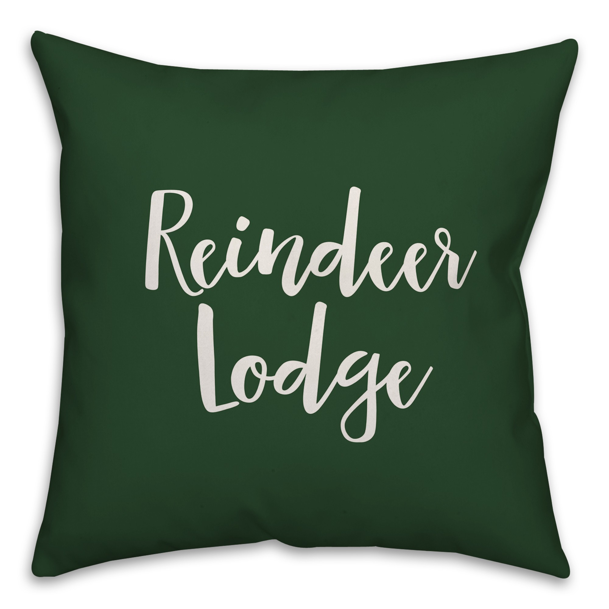 Reindeer Lodge in Dark Green 18x18 Spun Poly Pillow