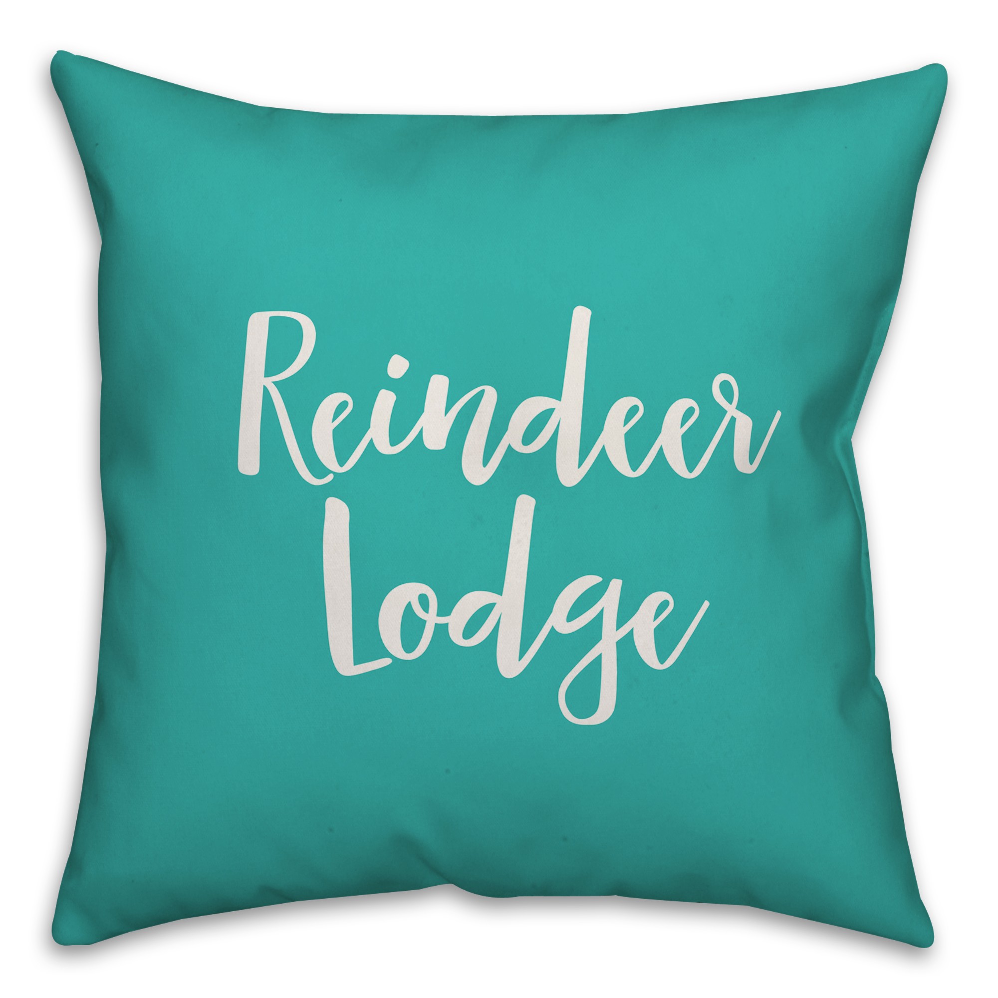 Reindeer Lodge in Teal 18x18 Spun Poly Pillow