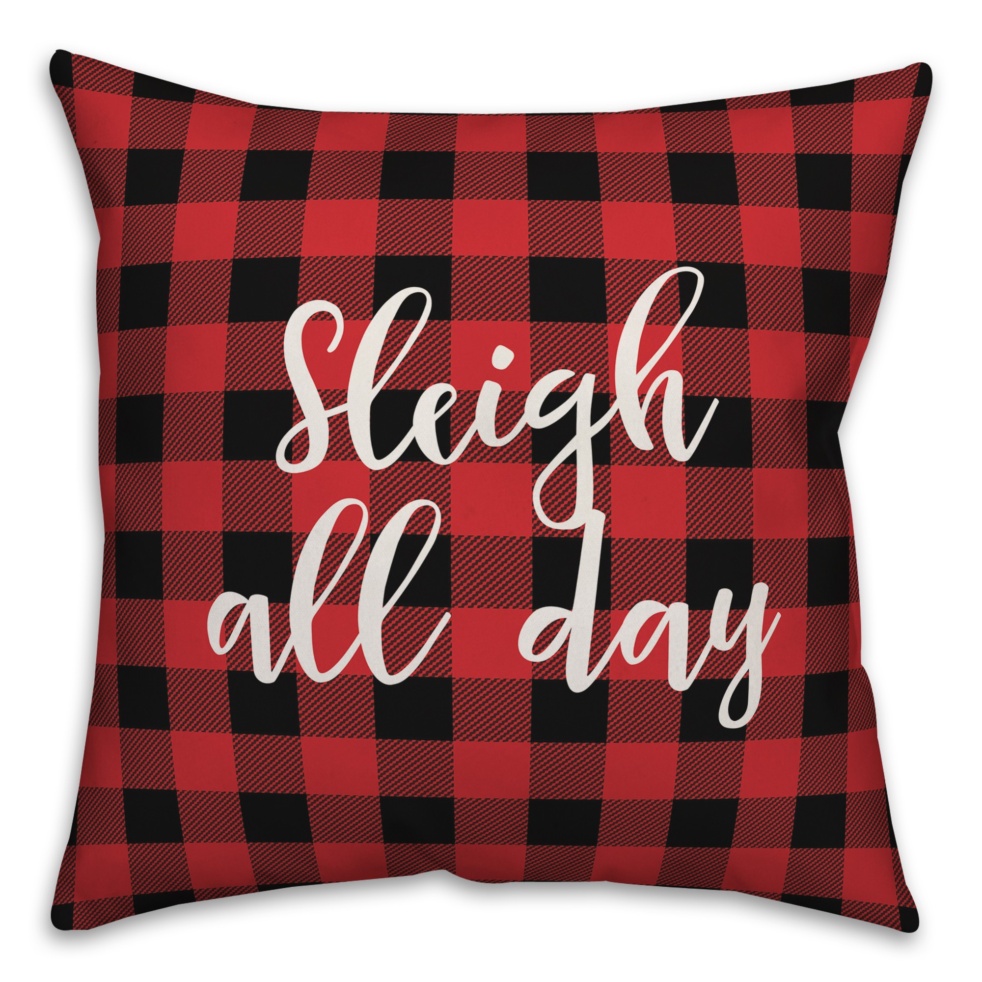 Sleigh All Day in Buffalo Check Plaid 18x18 Spun Poly Pillow