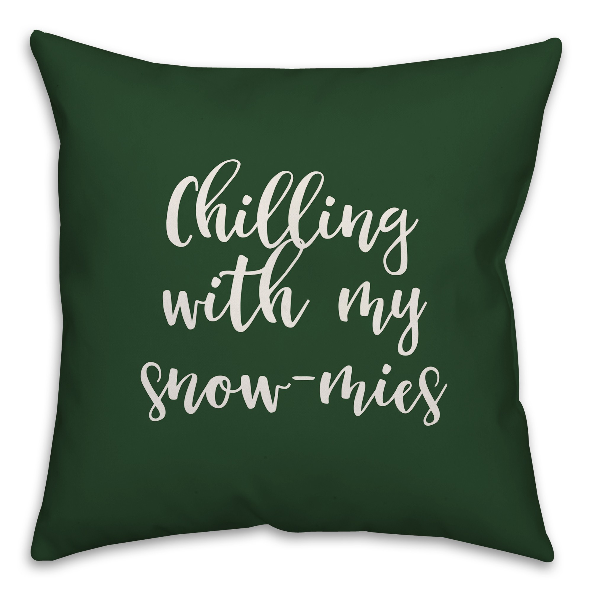 Snowmies in Dark Green 18x18 Spun Poly Pillow
