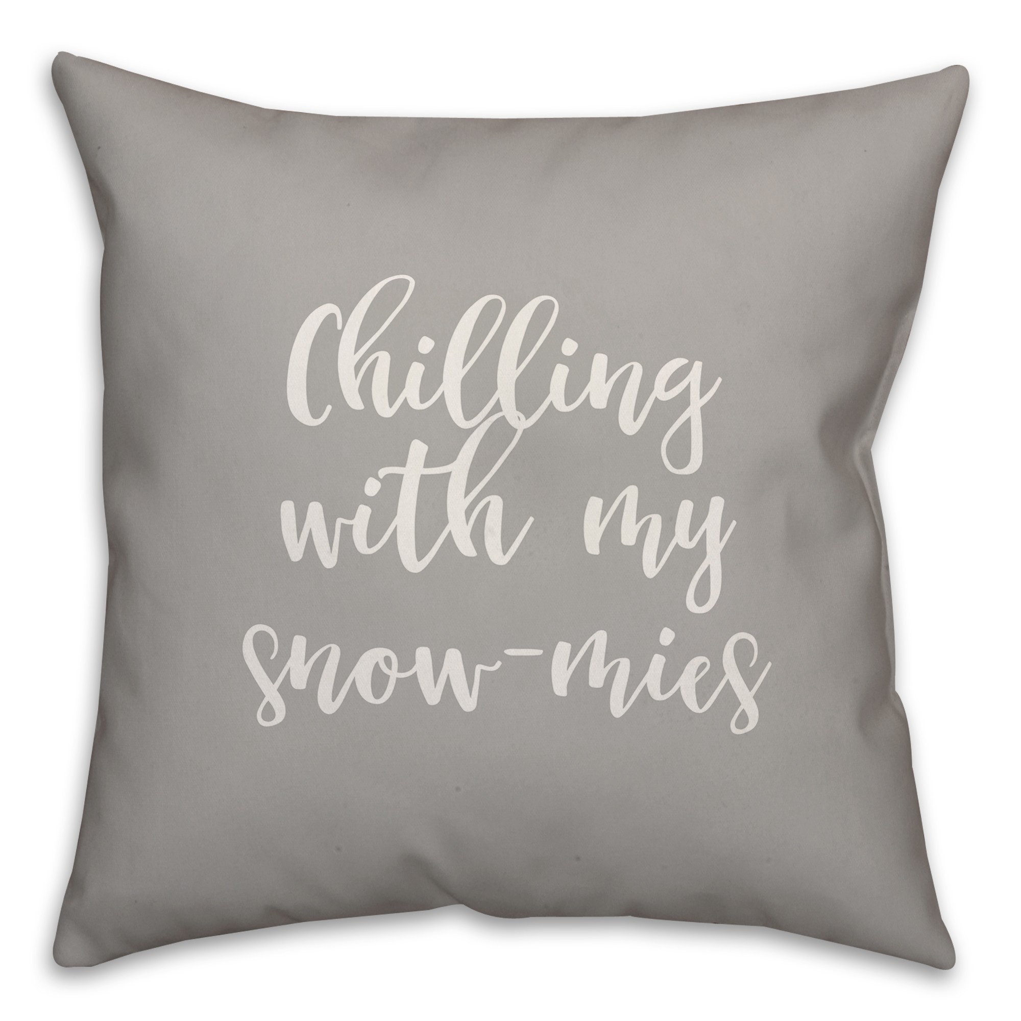 Snowmies in Gray 18x18 Spun Poly Pillow