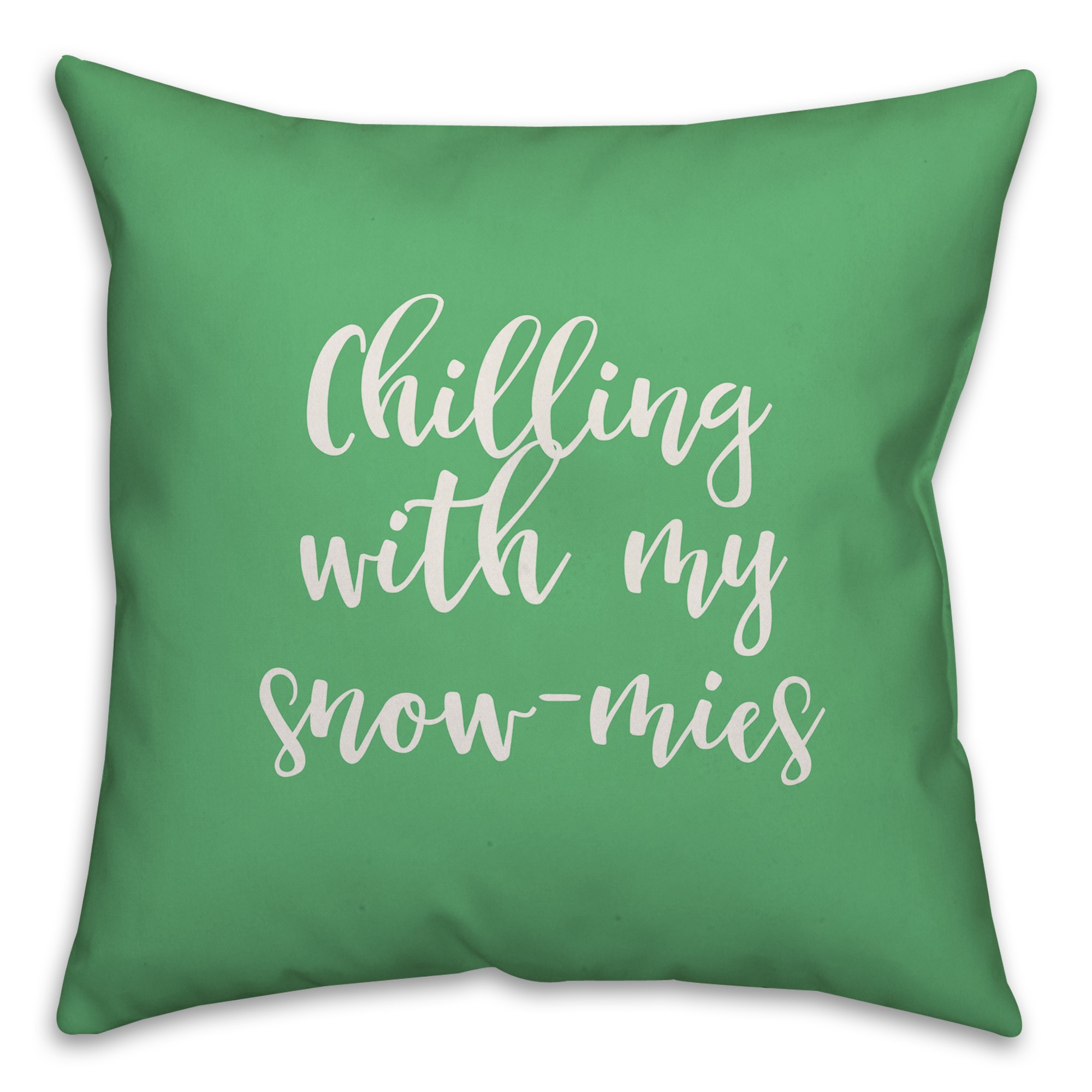 Snowmies in Light Green 18x18 Spun Poly Pillow