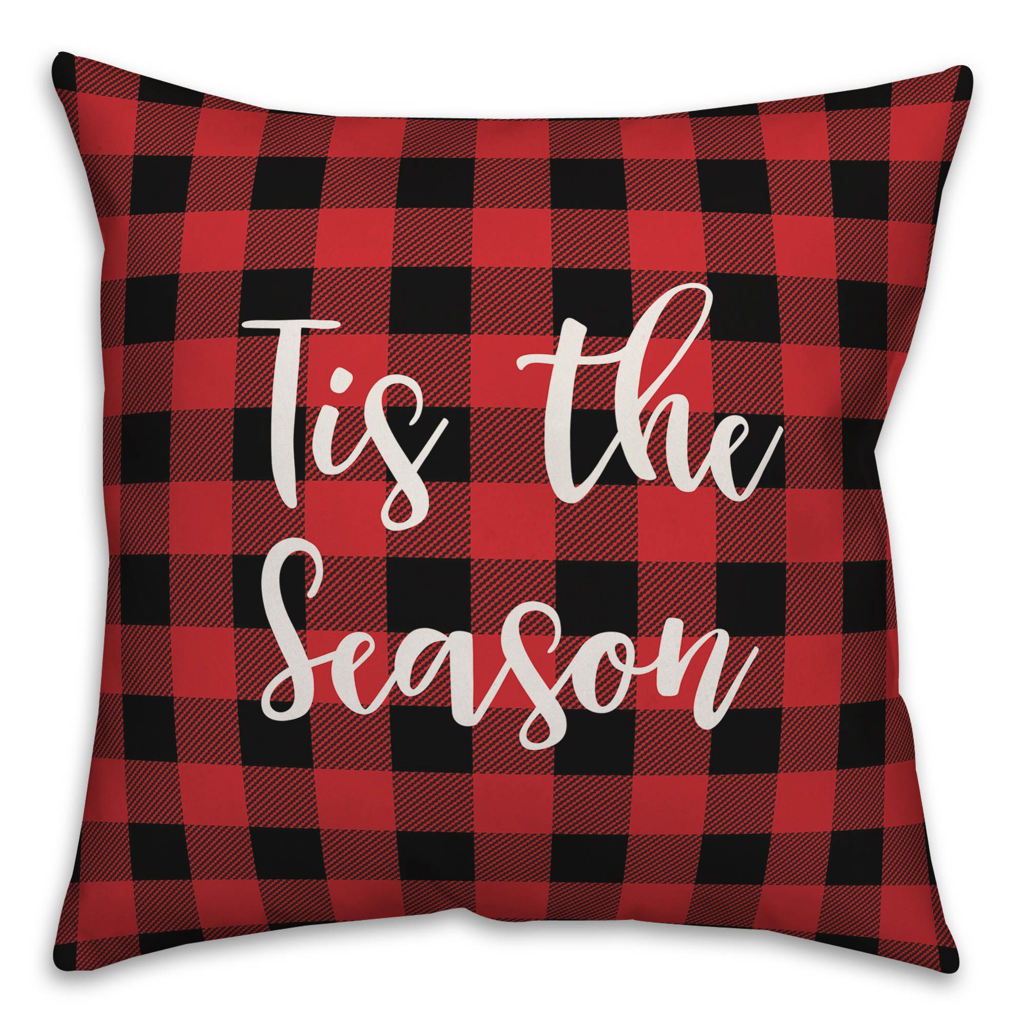 Tis The Season in Buffalo Check Plaid 18x18 Spun Poly Pillow