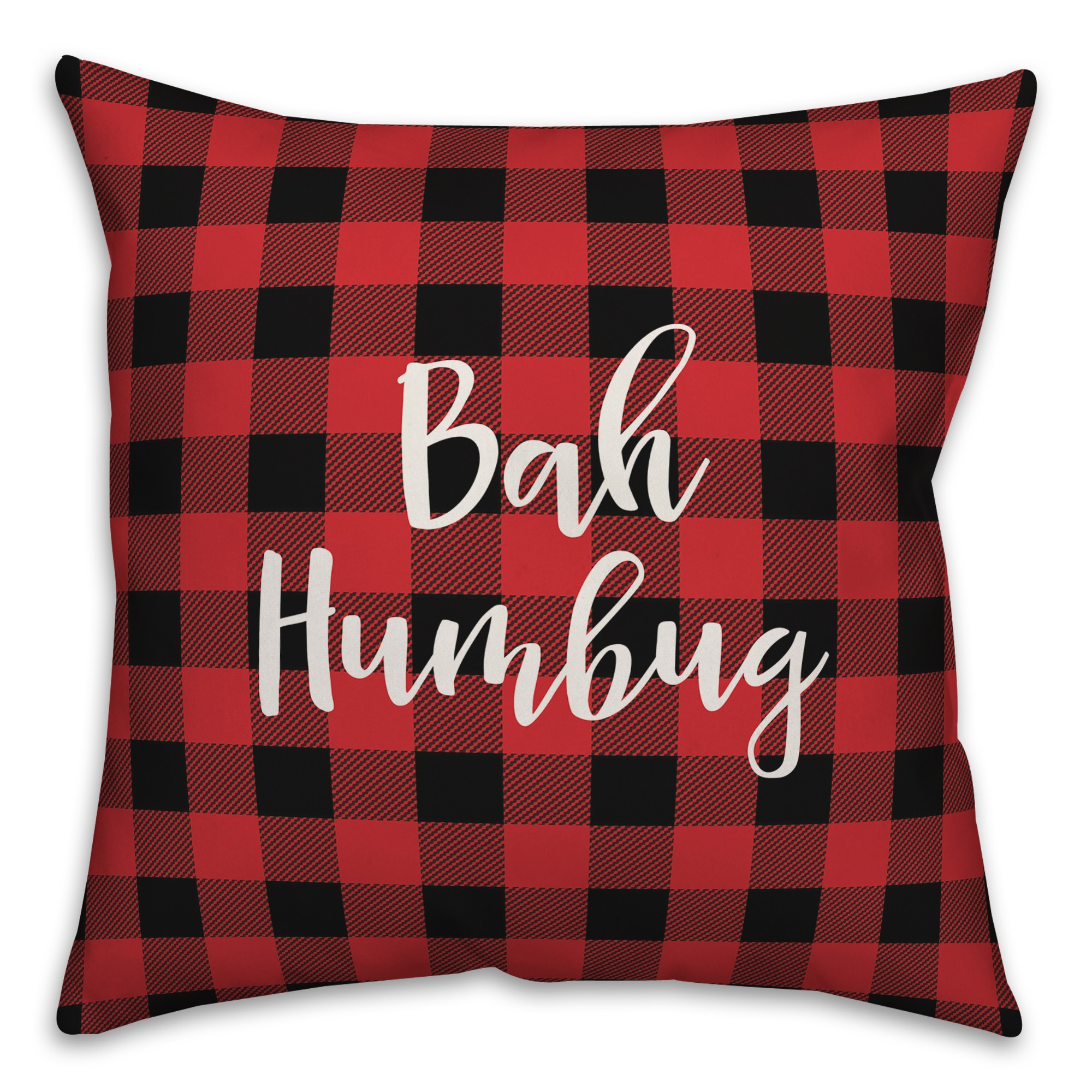 Bah Humbug in Buffalo Check Plaid 18x18 Spun Poly Pillow
