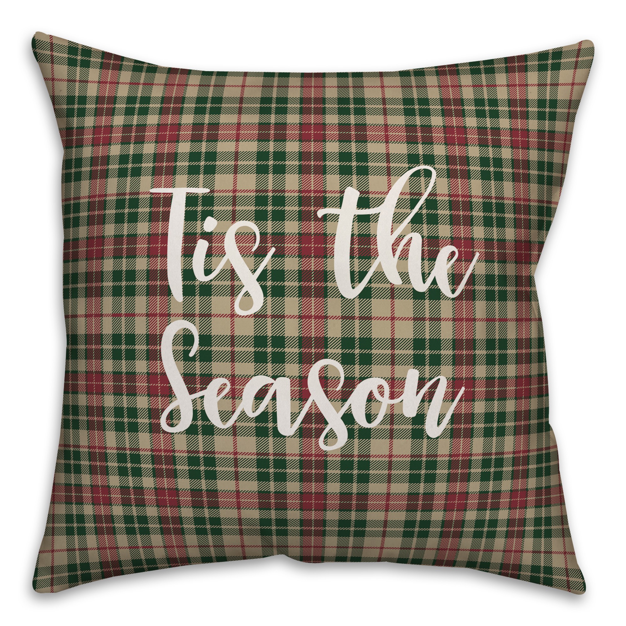 Tis The Season in Tartan Plaid 18x18 Spun Poly Pillow