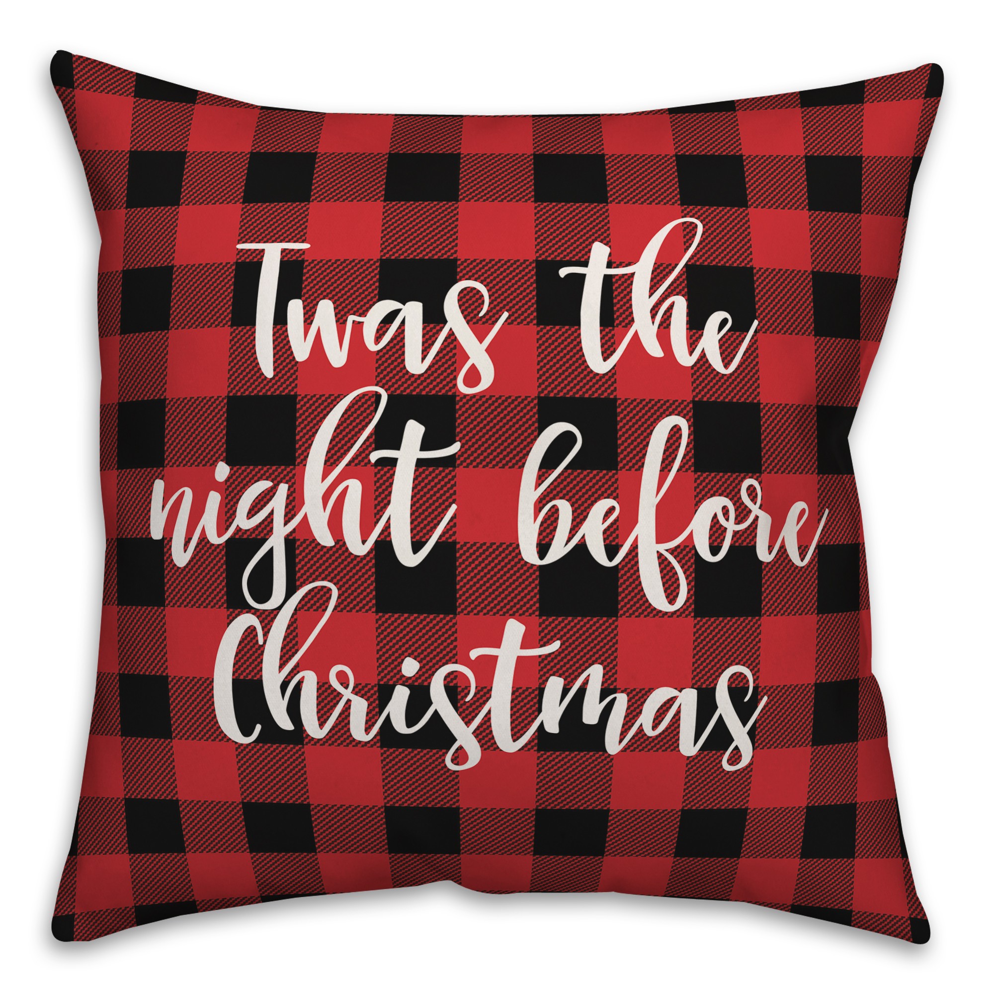 Twas The Nght Before Christmas in Buffalo Check Plaid 18x18 Spun Poly Pillow