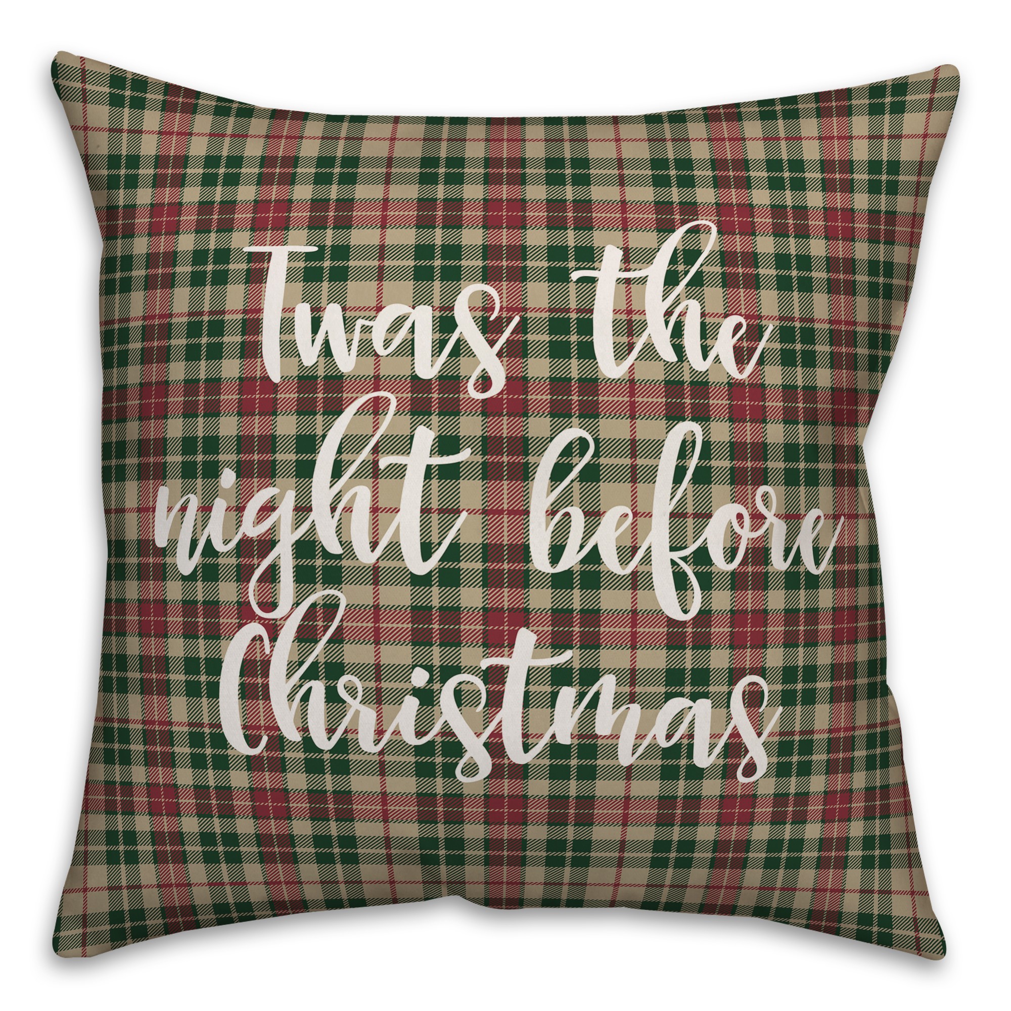 Twas The Nght Before Christmas in Tartan Plaid 18x18 Spun Poly Pillow