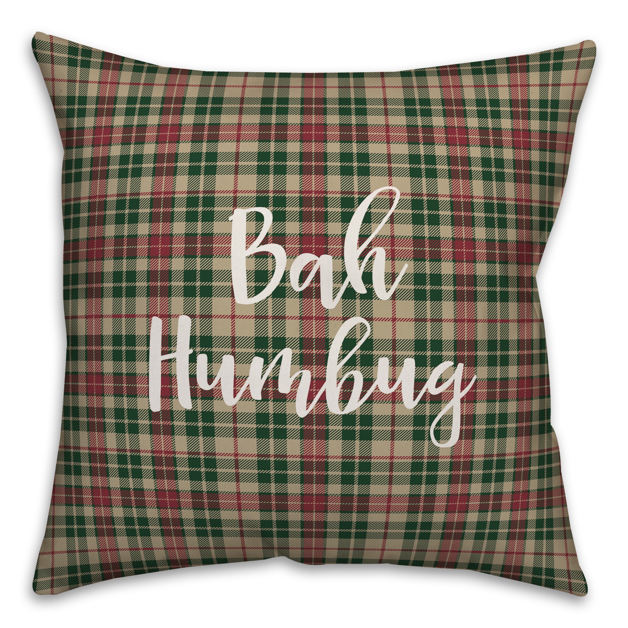 Bah Humbug in Tartan Plaid 18x18 Spun Poly Pillow Cover